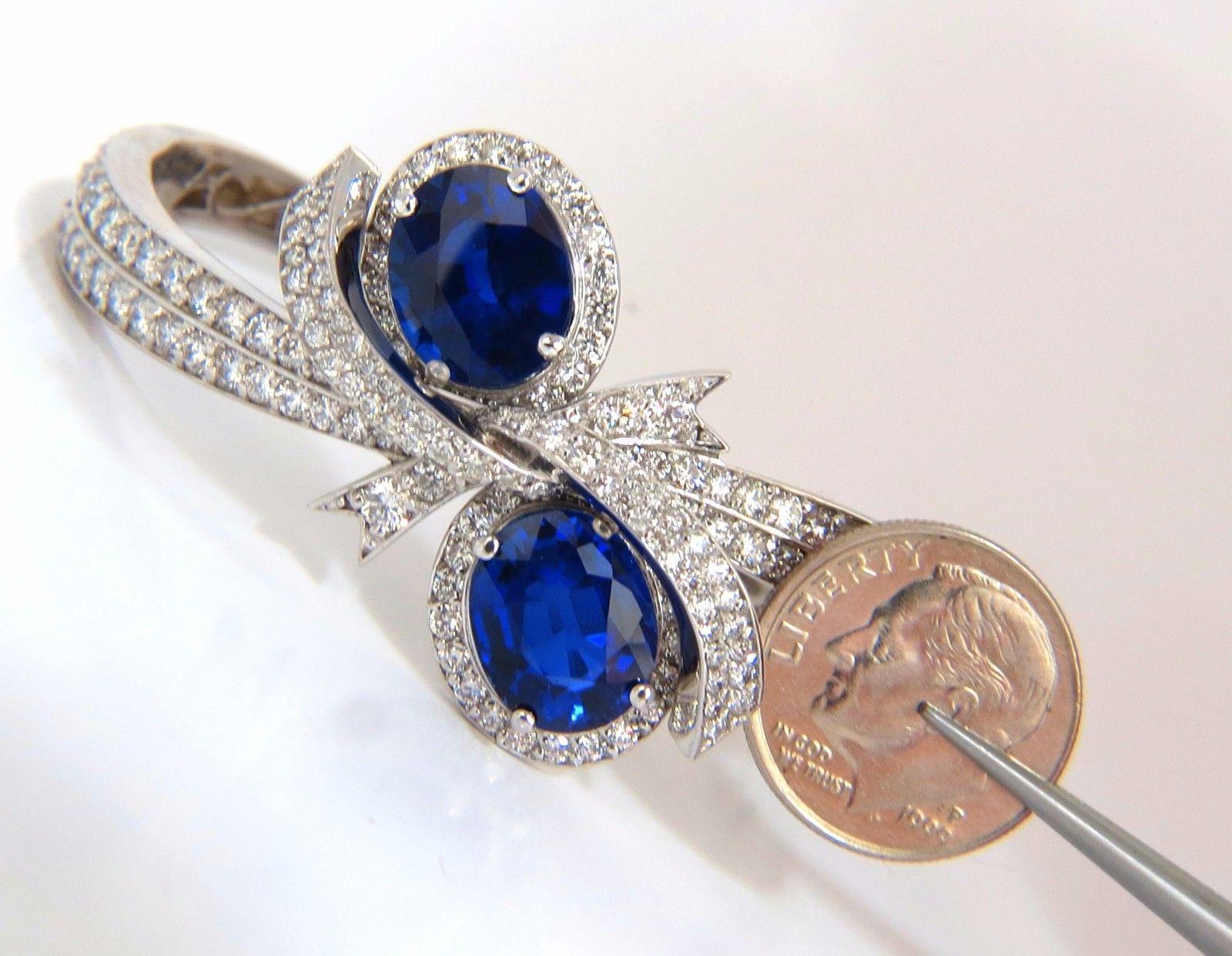 Women's or Men's 11.50 Carat Composite Sapphire Natural Diamonds Bangle Bracelet 14 Karat