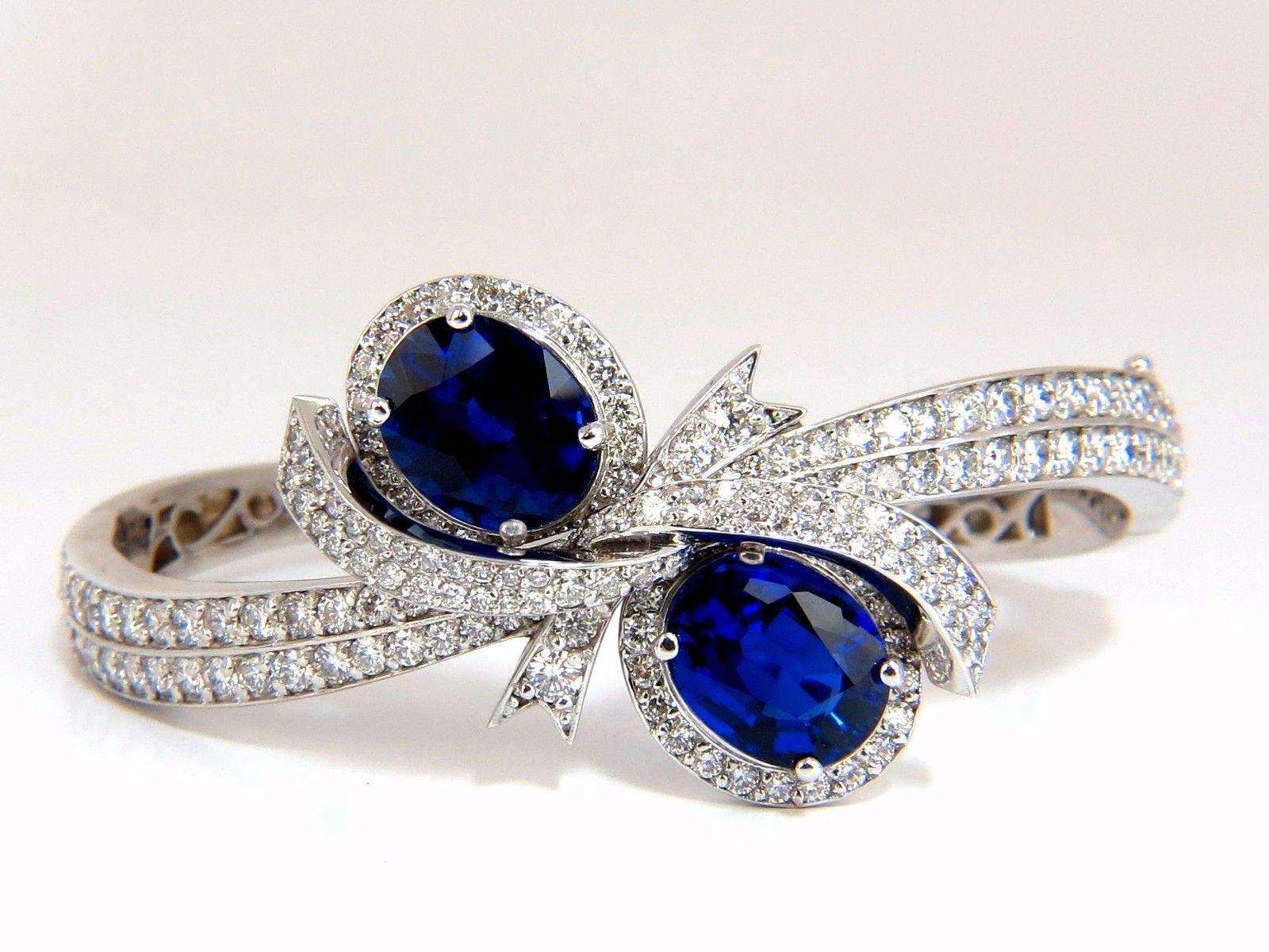 11.50 Carat Composite Sapphire Natural Diamonds Bangle Bracelet 14 Karat 1