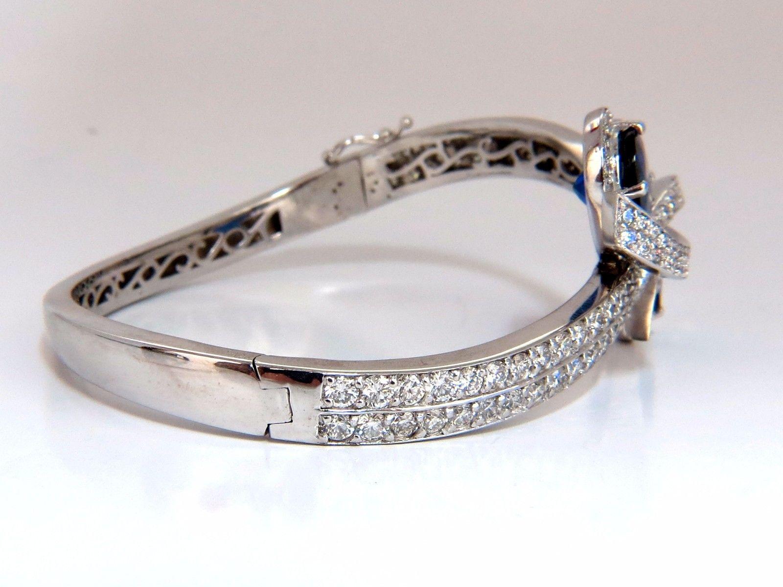 11.50 Carat Composite Sapphire Natural Diamonds Bangle Bracelet 14 Karat 2