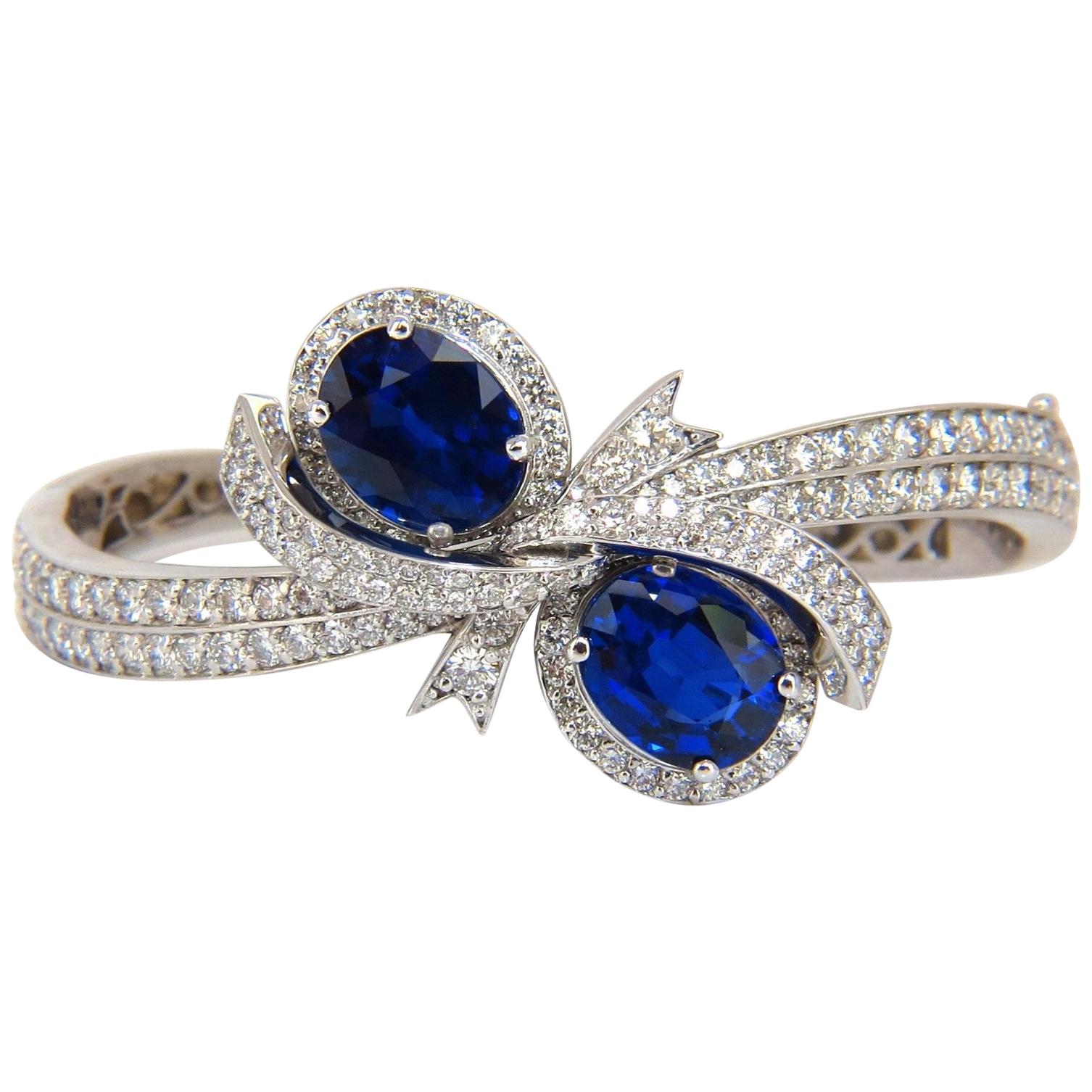 11.50 Carat Composite Sapphire Natural Diamonds Bangle Bracelet 14 Karat* For Sale