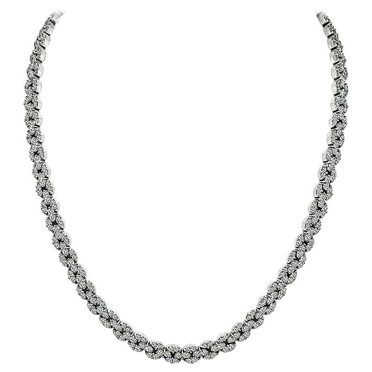 11.50 Carat Diamond White Gold Necklace