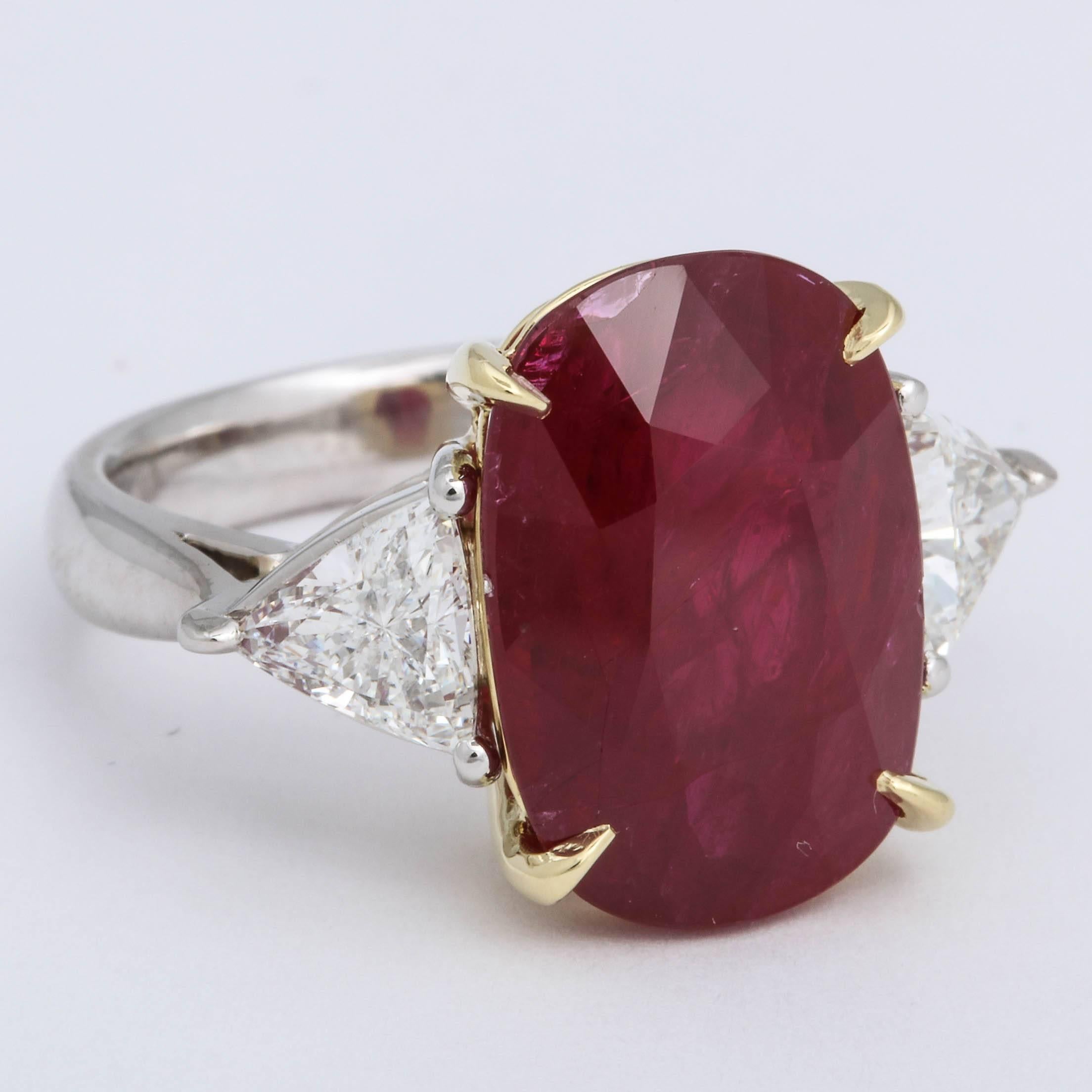 Cushion Cut 11.50 Carat GIA Certified Ruby Ring For Sale