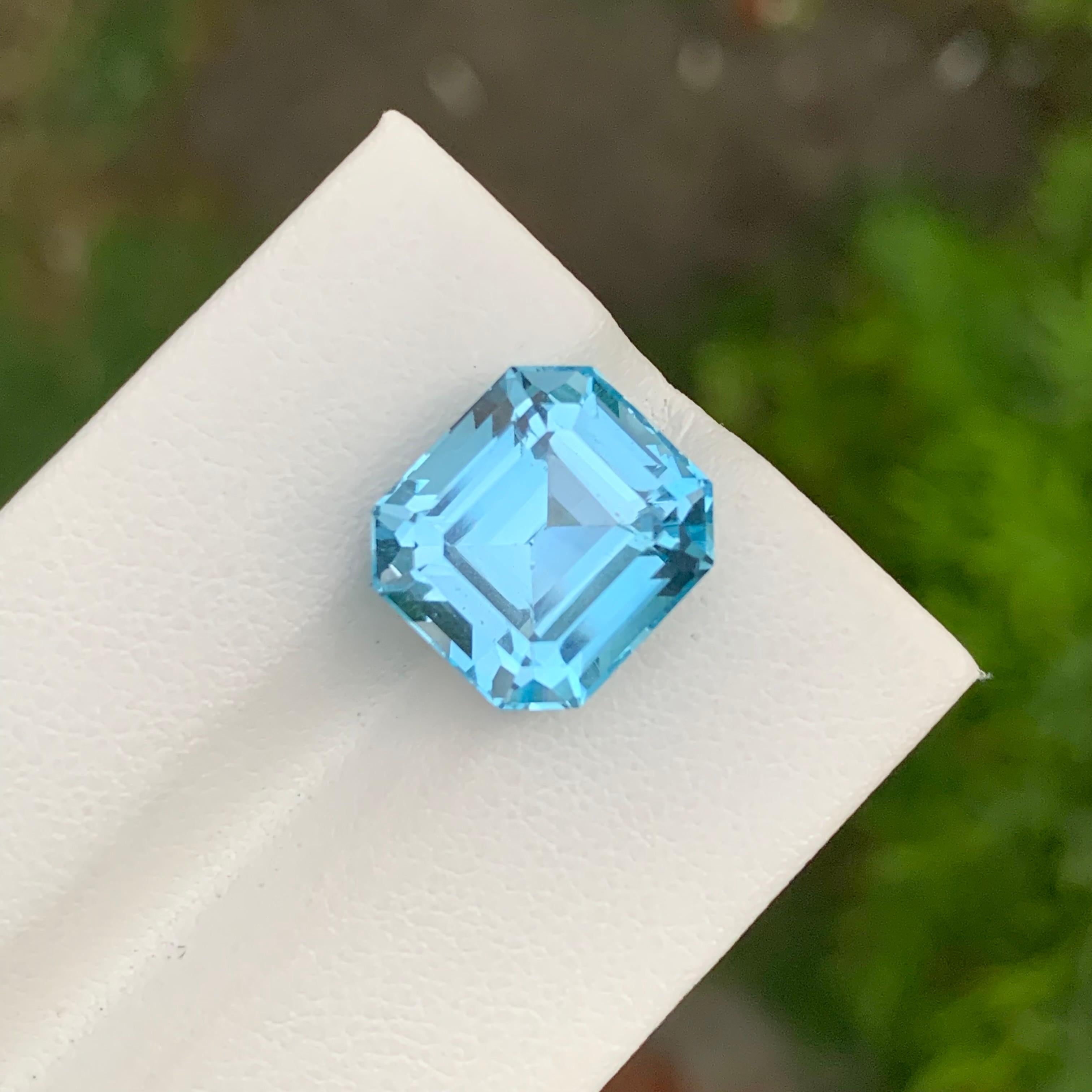 11,50 Carati Topazio Blu Sciolto Glamour Gemma Taglio Asscher Per Collana Gioielli in vendita 5