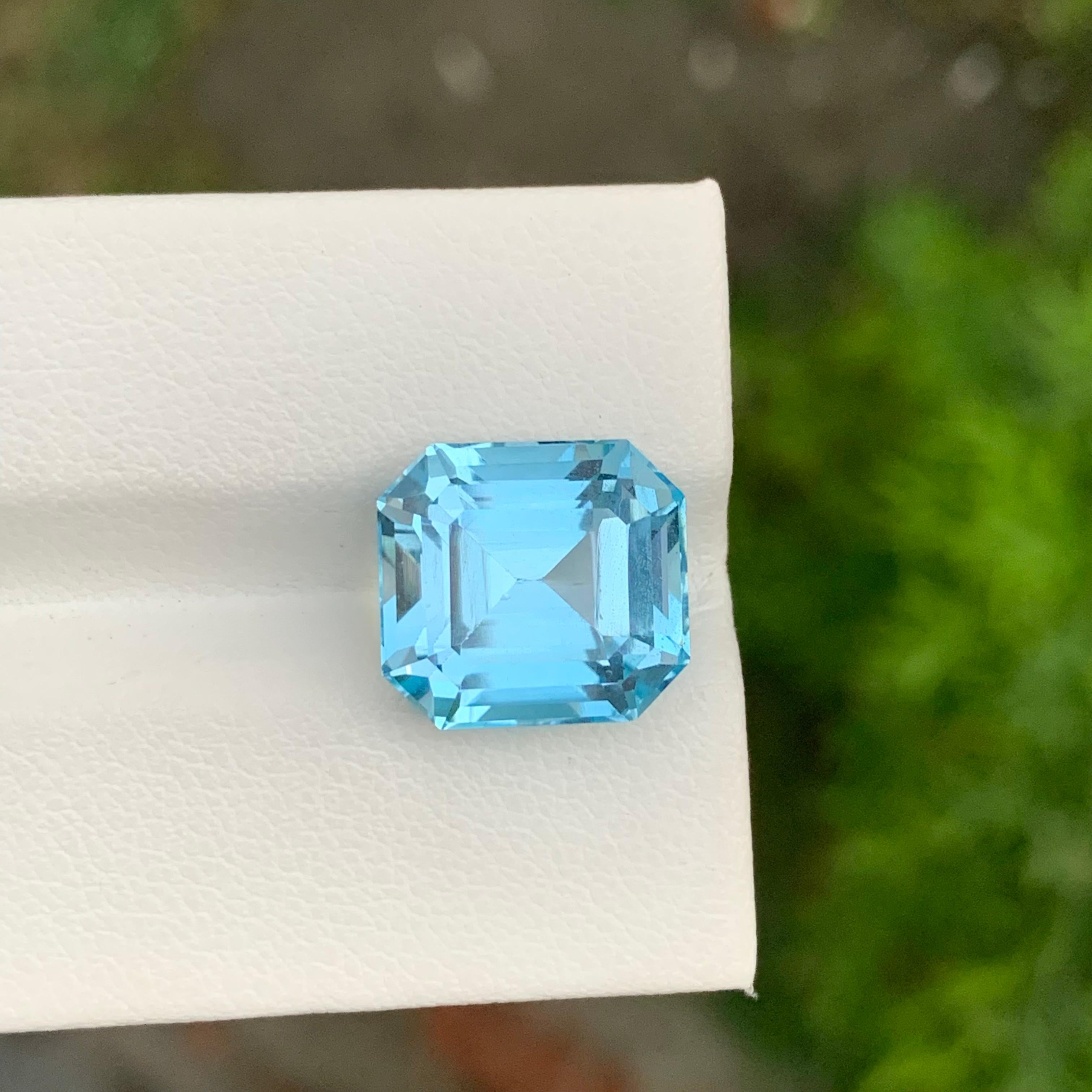 11,50 Carati Topazio Blu Sciolto Glamour Gemma Taglio Asscher Per Collana Gioielli in vendita 6