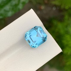 11.50 Carat Glamorous Loose Blue Topaz Asscher Cut Gem For Necklace Jewellery