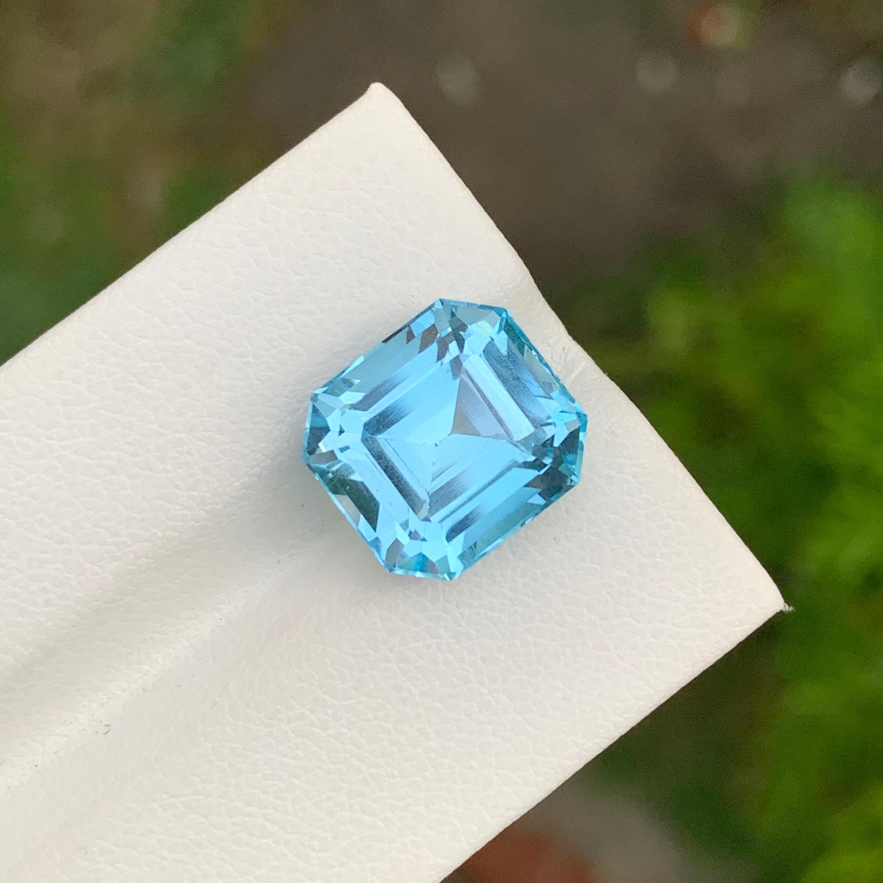 11,50 Carati Topazio Blu Sciolto Glamour Gemma Taglio Asscher Per Collana Gioielli In condizioni Nuovo in vendita a Peshawar, PK