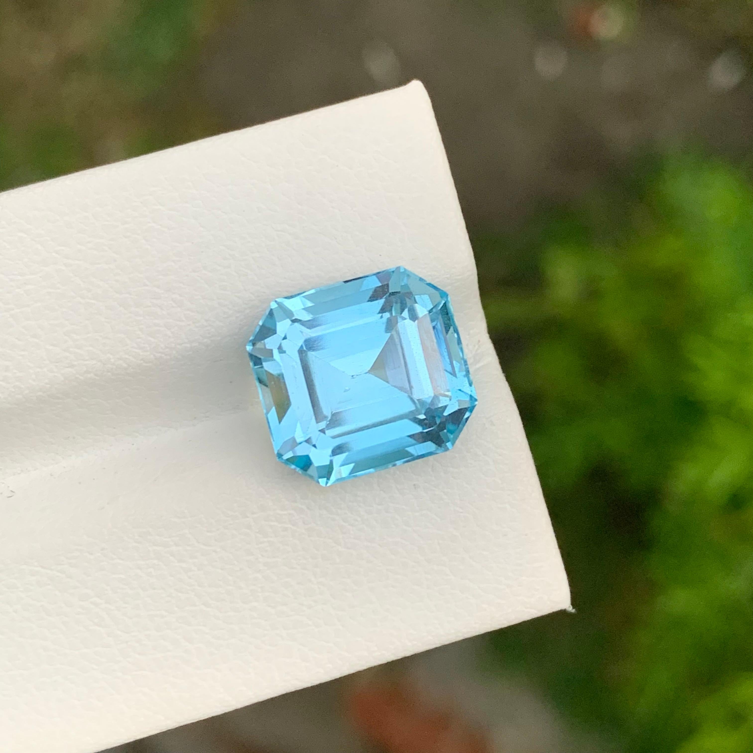 da uomo o donna 11,50 Carati Topazio Blu Sciolto Glamour Gemma Taglio Asscher Per Collana Gioielli in vendita