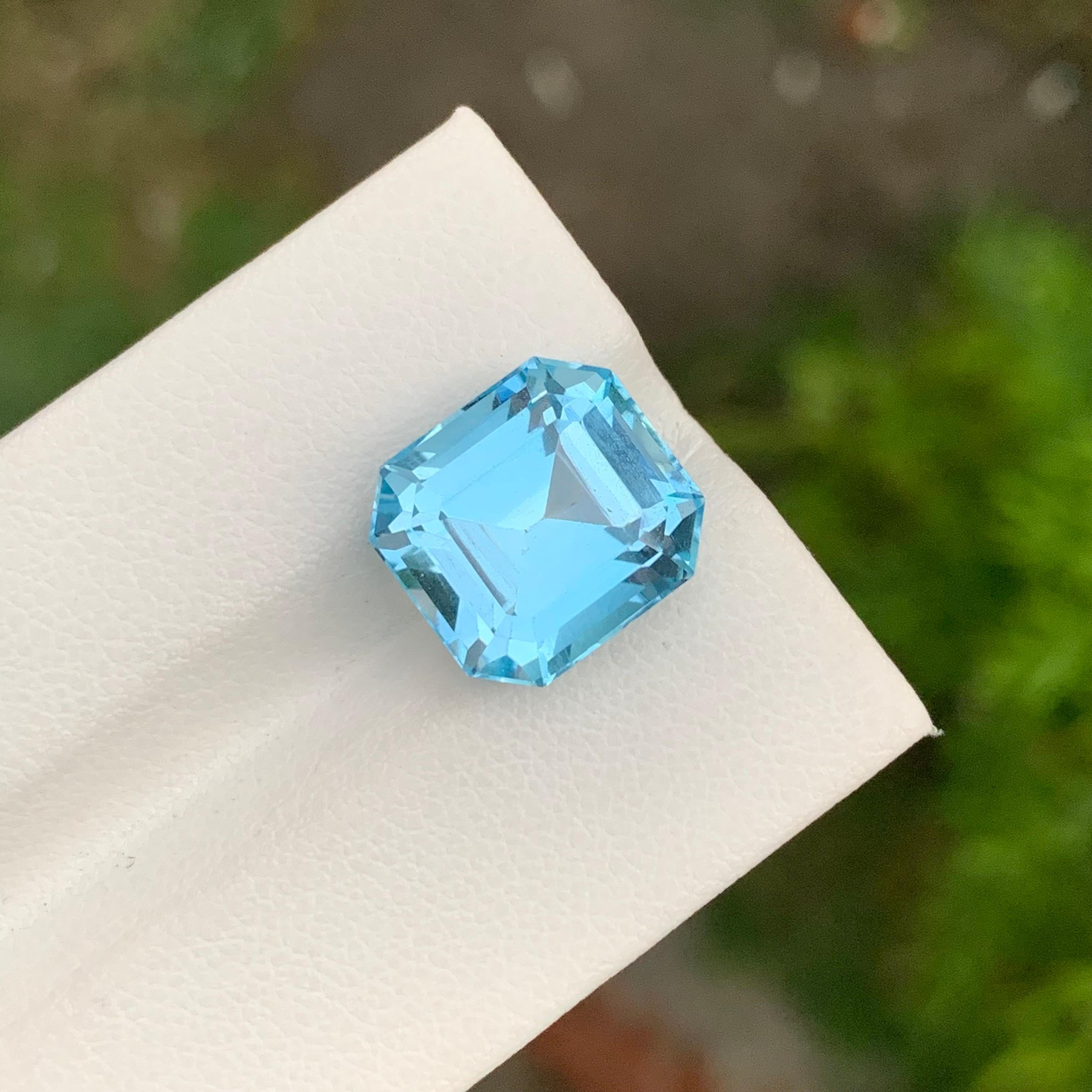 11,50 Carati Topazio Blu Sciolto Glamour Gemma Taglio Asscher Per Collana Gioielli in vendita 1