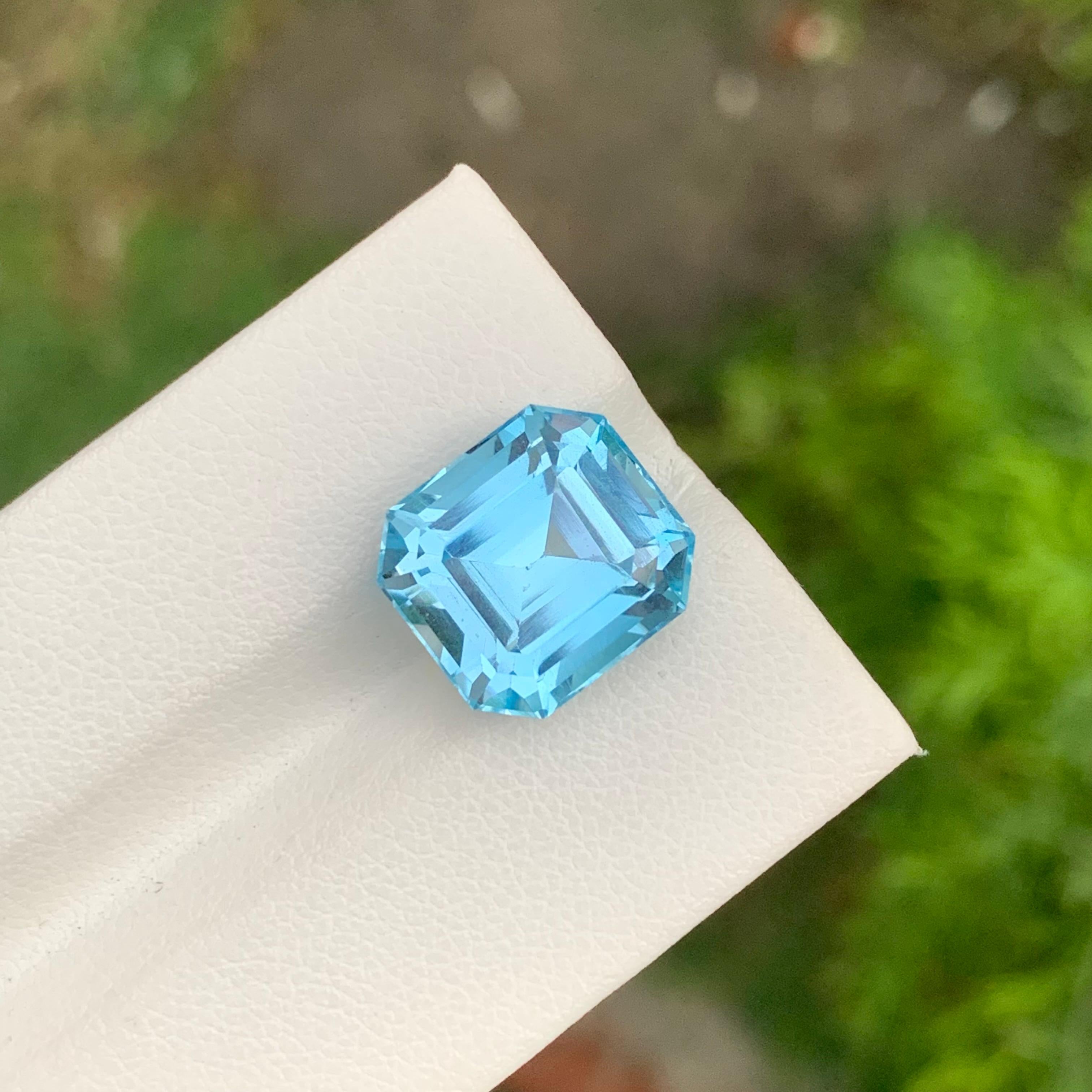 11,50 Carati Topazio Blu Sciolto Glamour Gemma Taglio Asscher Per Collana Gioielli in vendita 2