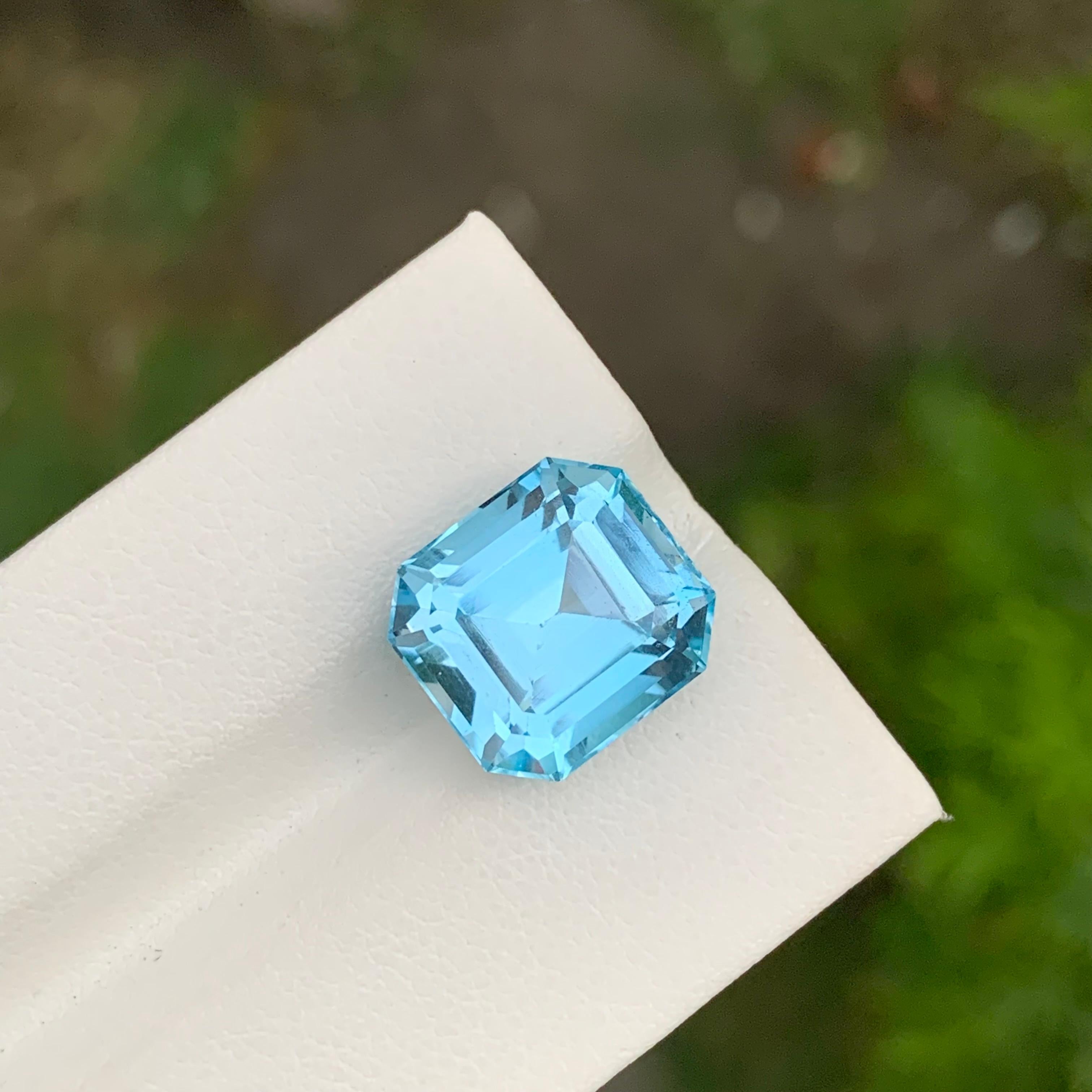 11,50 Carati Topazio Blu Sciolto Glamour Gemma Taglio Asscher Per Collana Gioielli in vendita 3