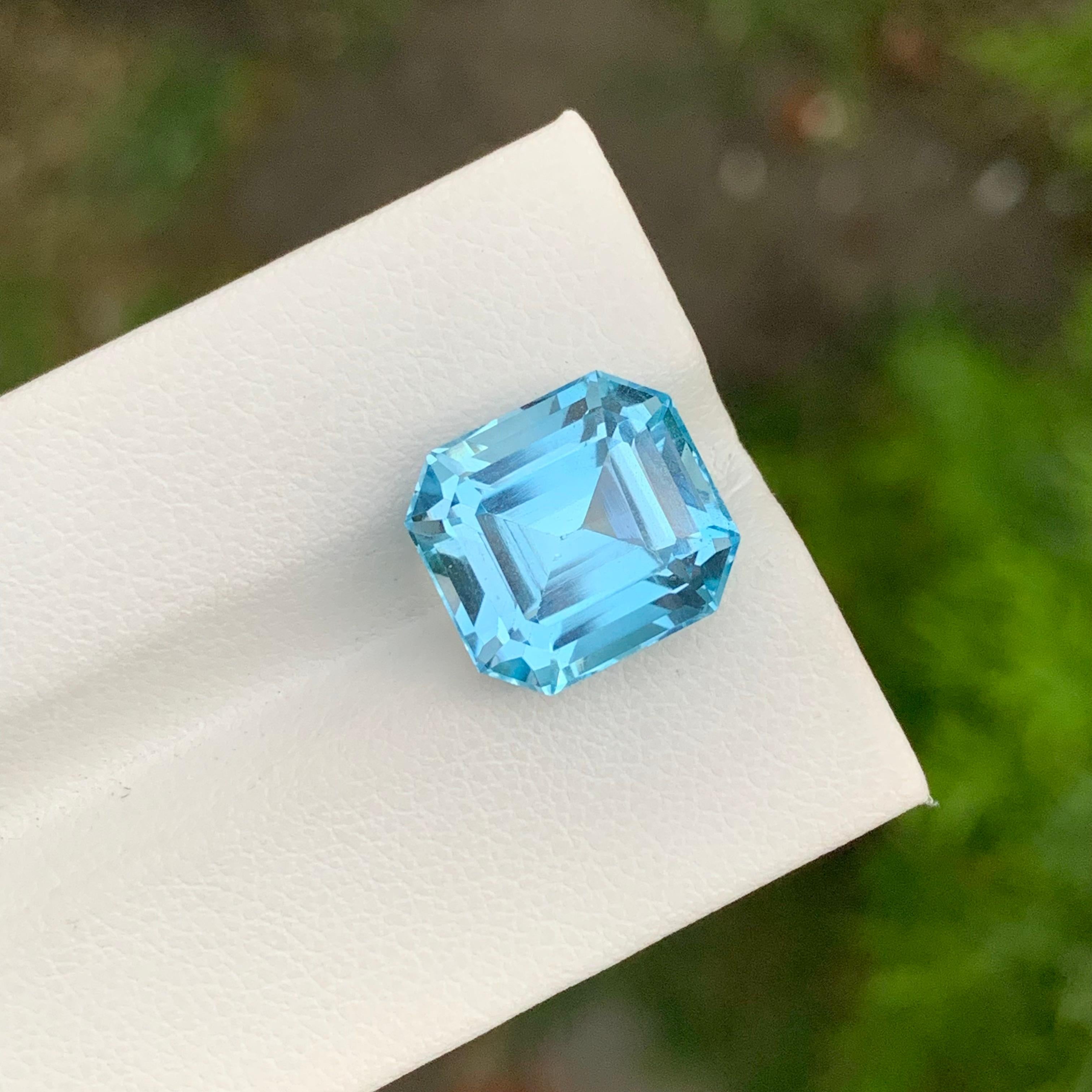 11,50 Carati Topazio Blu Sciolto Glamour Gemma Taglio Asscher Per Collana Gioielli in vendita 4