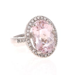 Anello Cocktail con diamante Kunzite da 11,50 carati in oro bianco 14 carati