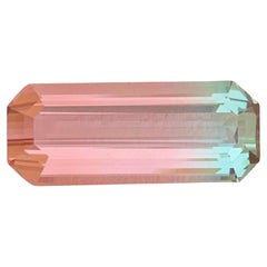 11.50 Carat Natural Loose Bi Color Tourmaline Stone Emerald Cut Afghan Gemstone