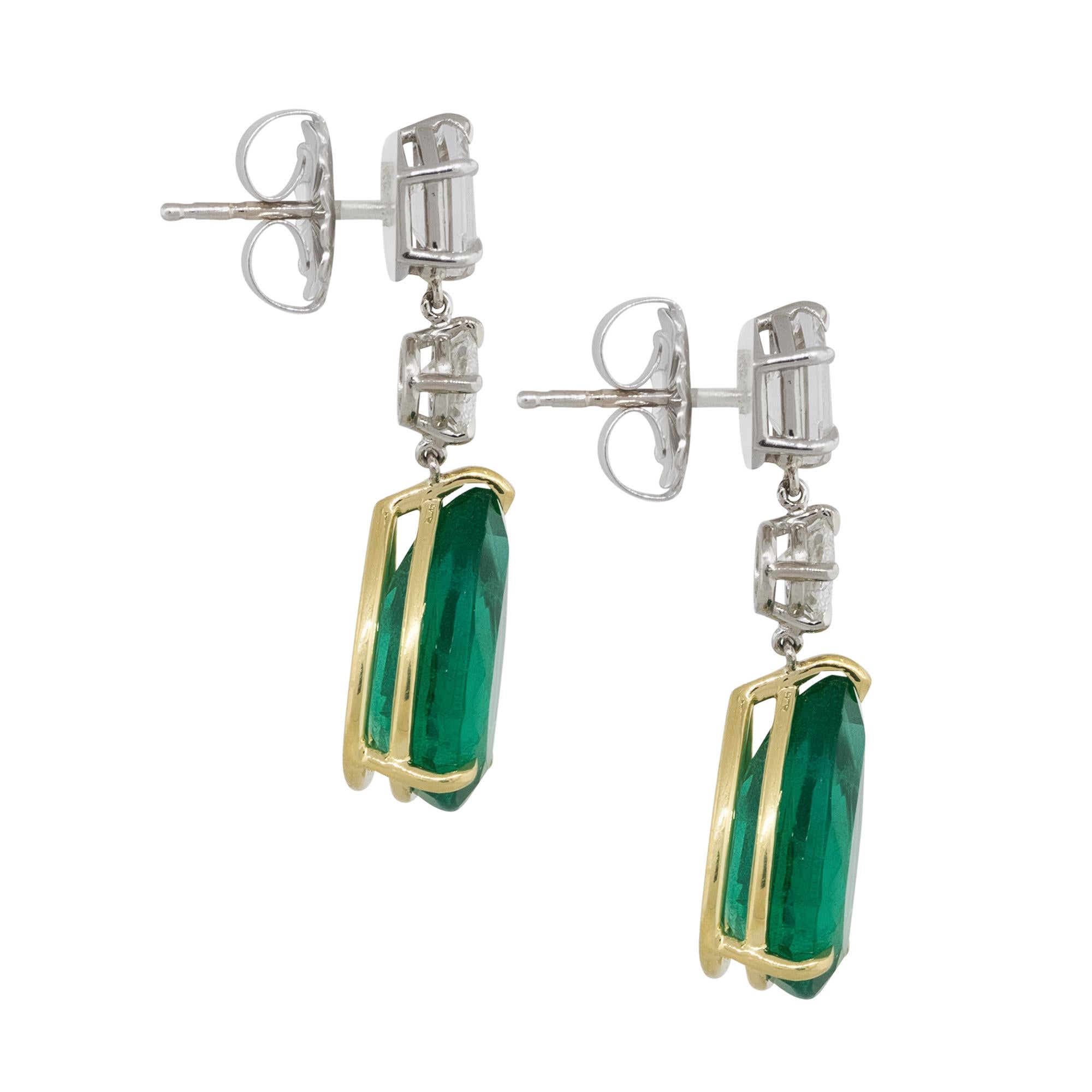 emerald drop earrings white gold