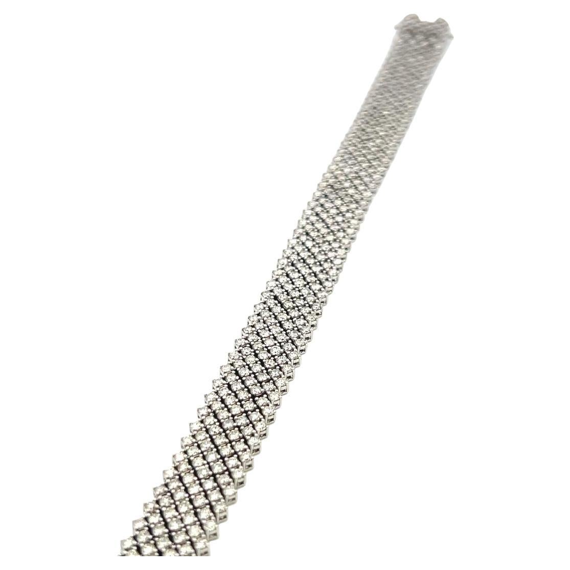 11.50 Carat Round Brilliant G VS Diamond 14 Karat White Gold Tennis Bracelet en vente