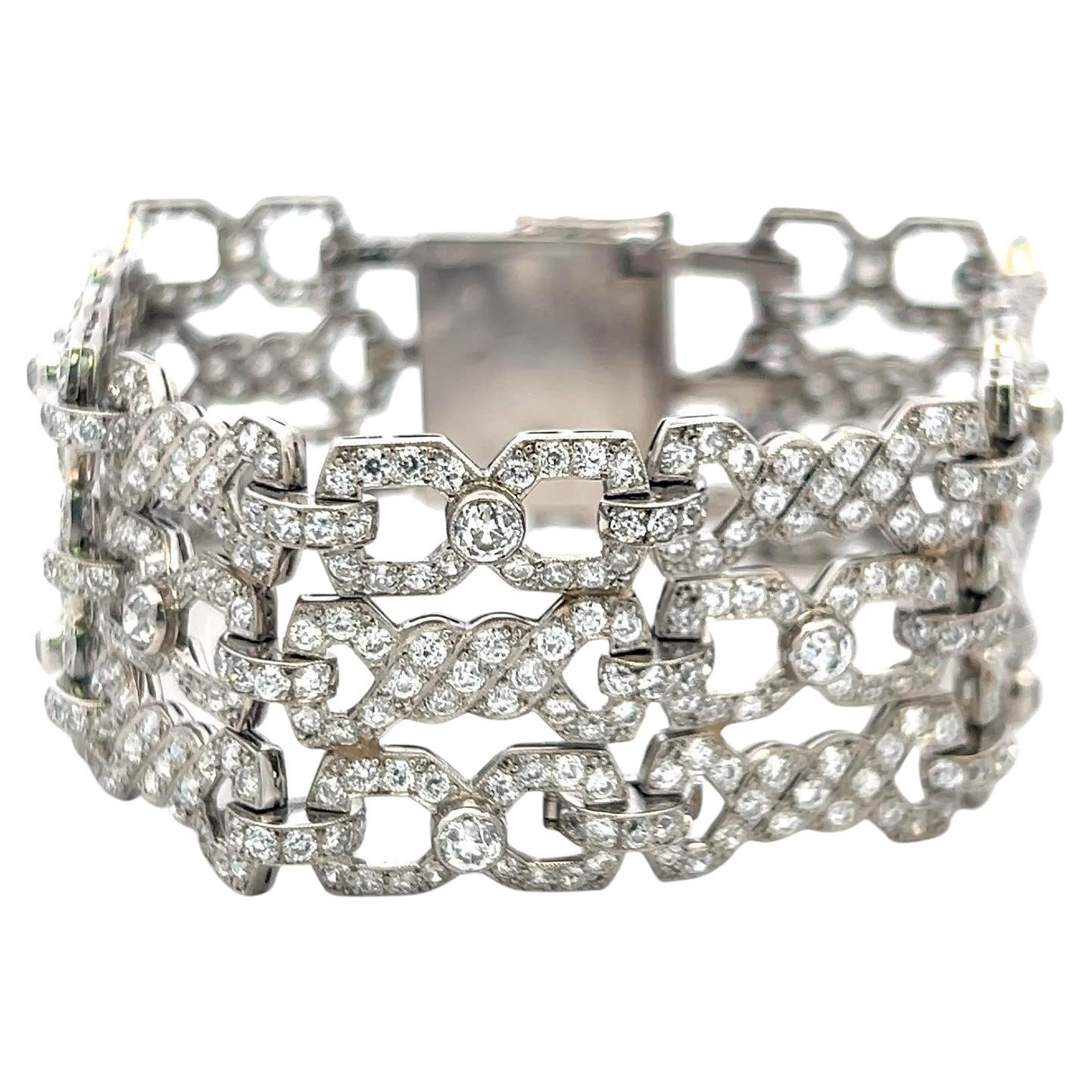 Bracelet à maillons en or blanc 18 carats de 11,50 carats de diamants brilliants ronds G VS