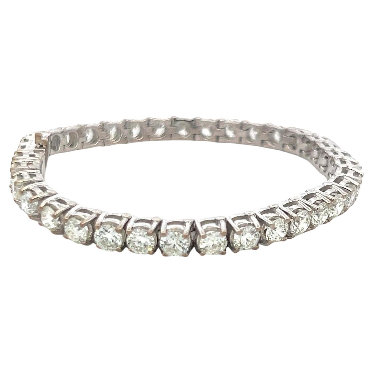 Bracelet tennis en or blanc 14 carats avec diamants ronds brillants de 11,50 carats H SI
