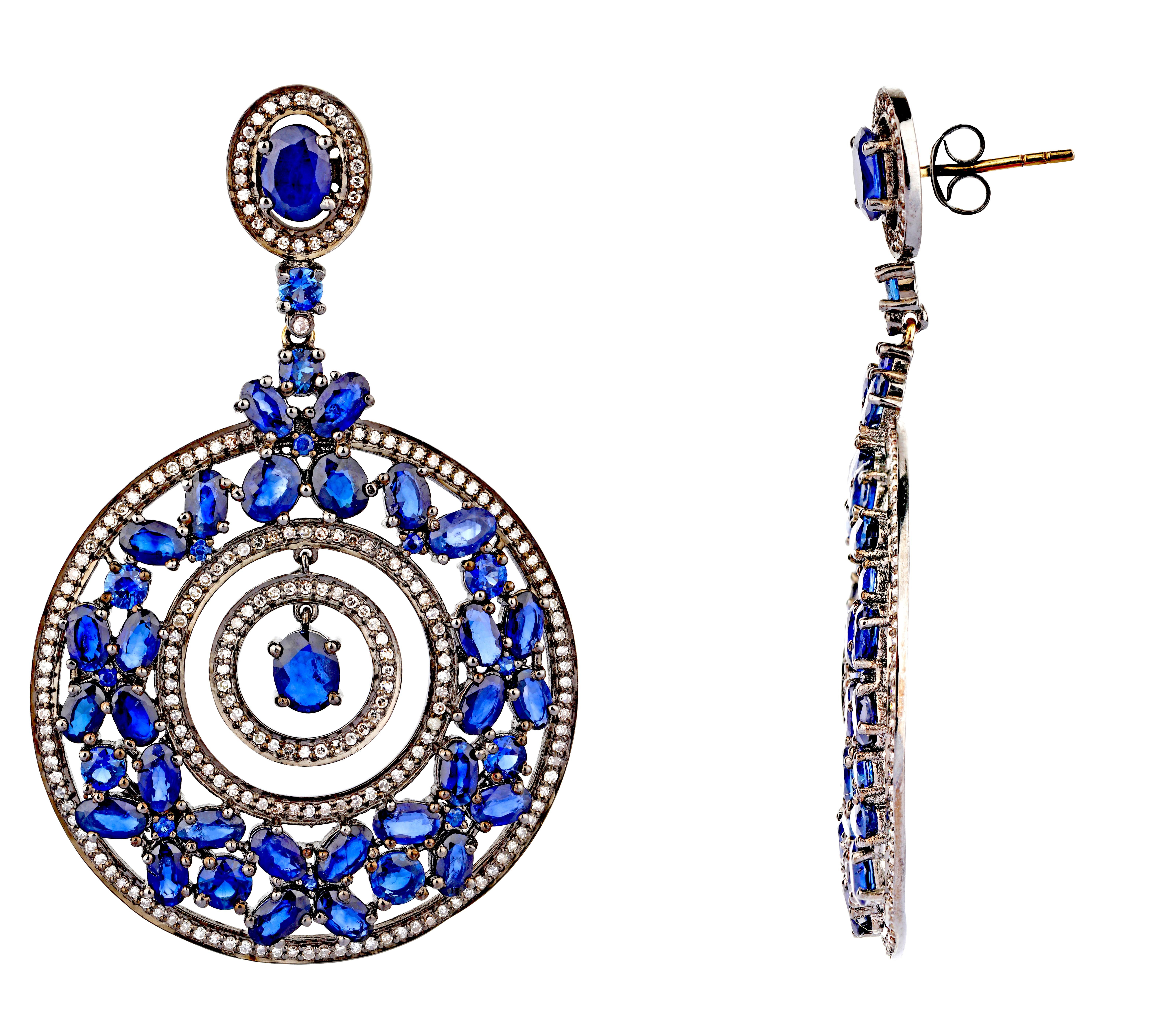 Women's 11.50 Carat Sapphire and Diamond Cocktail Earrings
