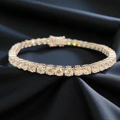 11.50 Carats F/VS1 Round Brillant Shape Diamonds Gold Tennis Bracelet