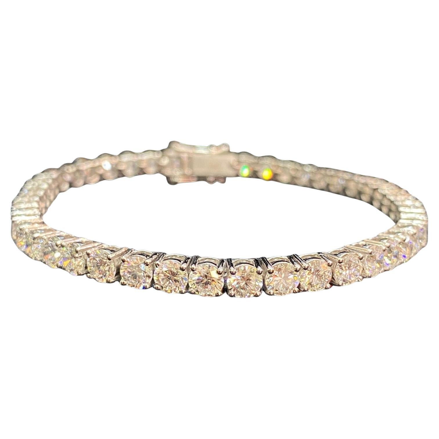 11,50 quilates F/VS1 Diamantes redondos forma brillante Pulsera de tenis de oro