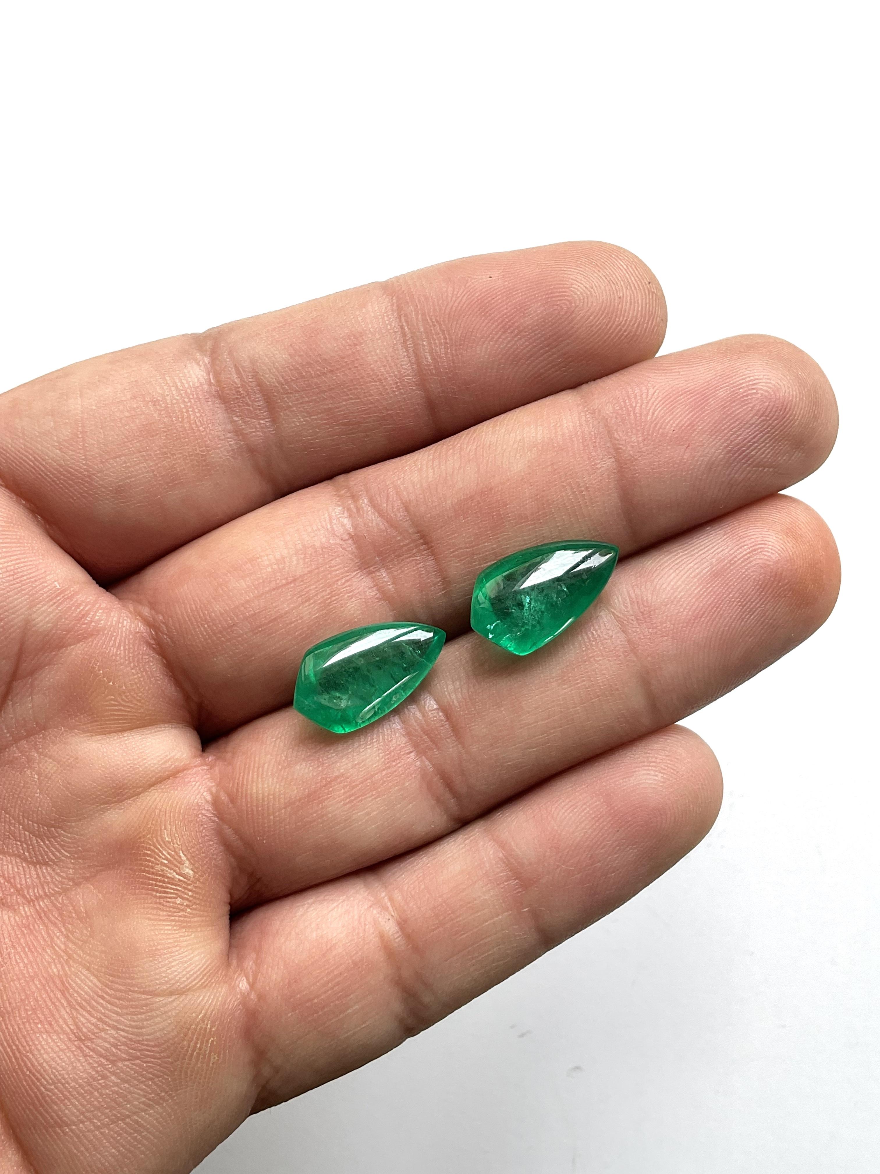 Shield Cut 11.50 Carats Zambian Emerald Shield Pair Top Quality For Earrings Natural Gem For Sale