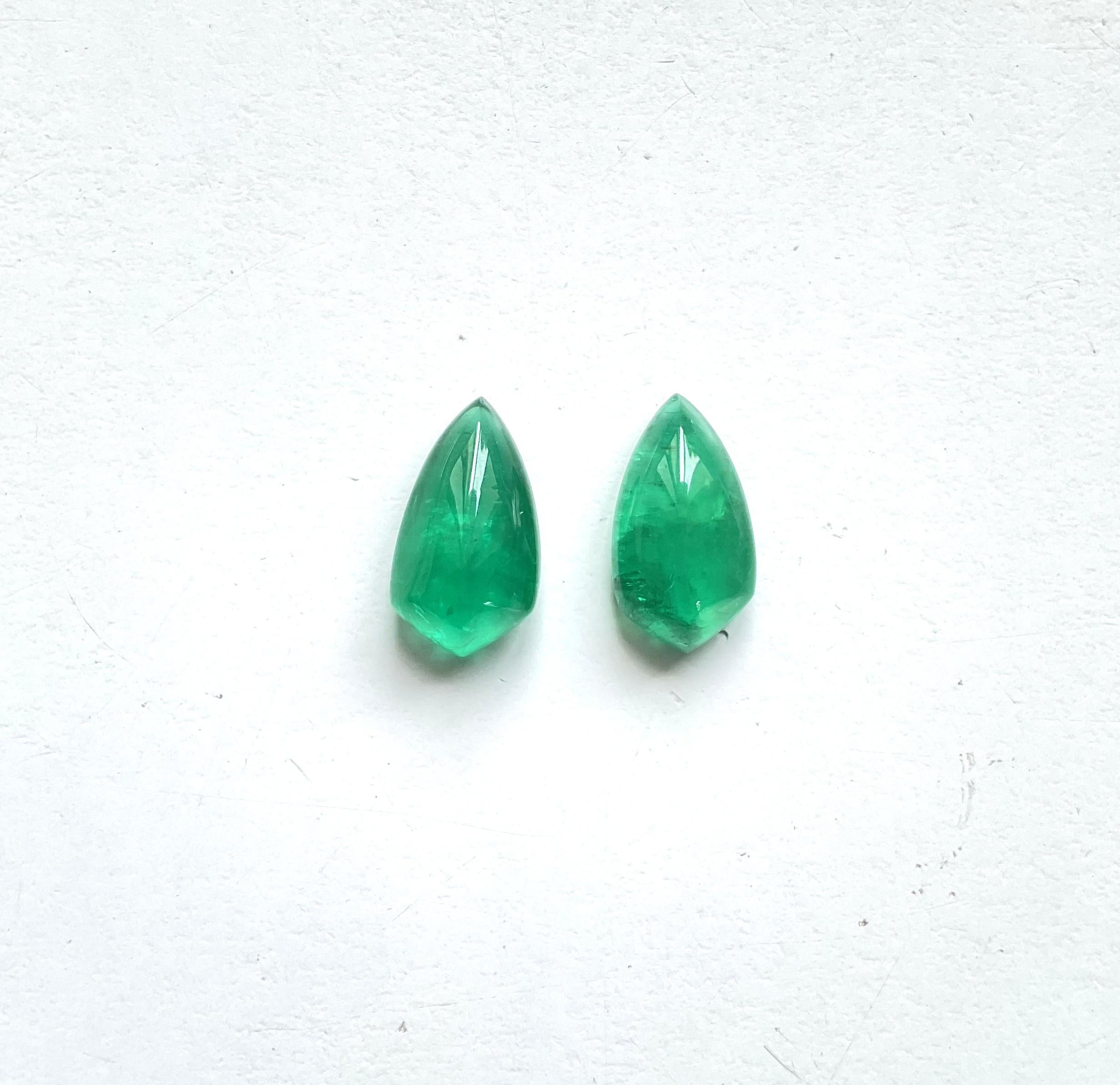 11.50 Carats Zambian Emerald Shield Pair Top Quality For Earrings Natural Gem In New Condition For Sale In Jaipur, RJ
