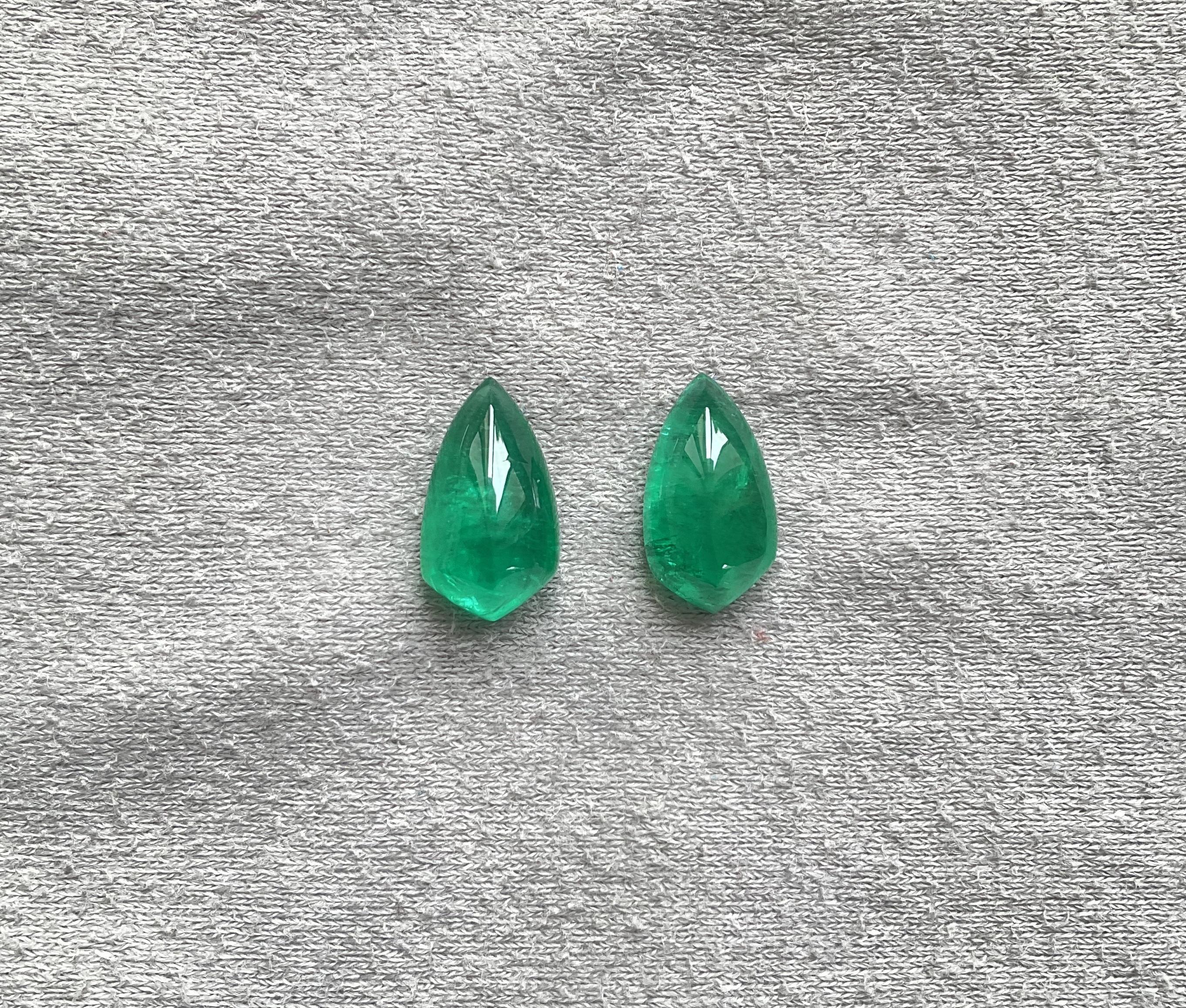 11.50 Carats Zambian Emerald Shield Pair Top Quality For Earrings Natural Gem For Sale 1