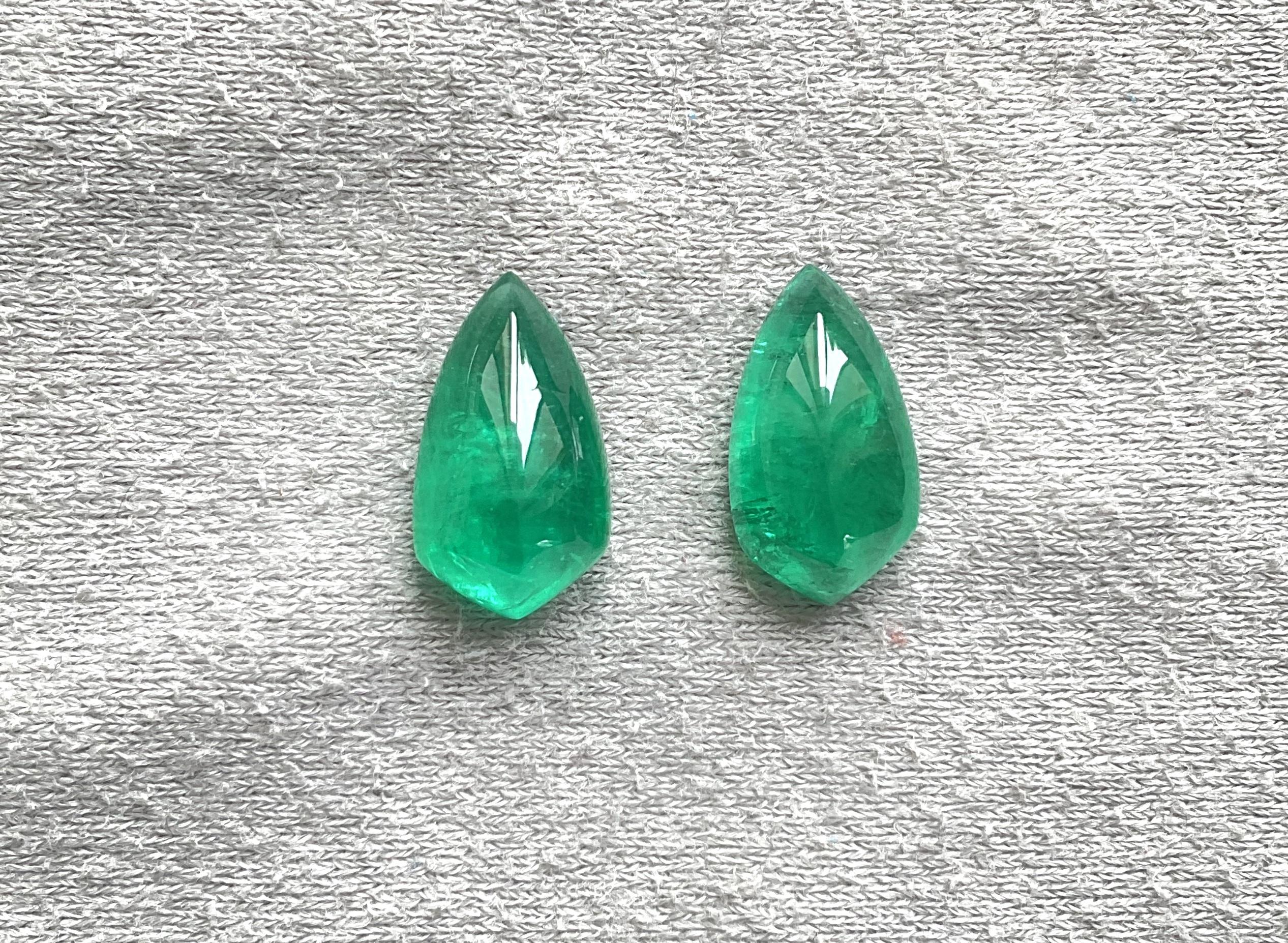 11.50 Carats Zambian Emerald Shield Pair Top Quality For Earrings Natural Gem For Sale 2