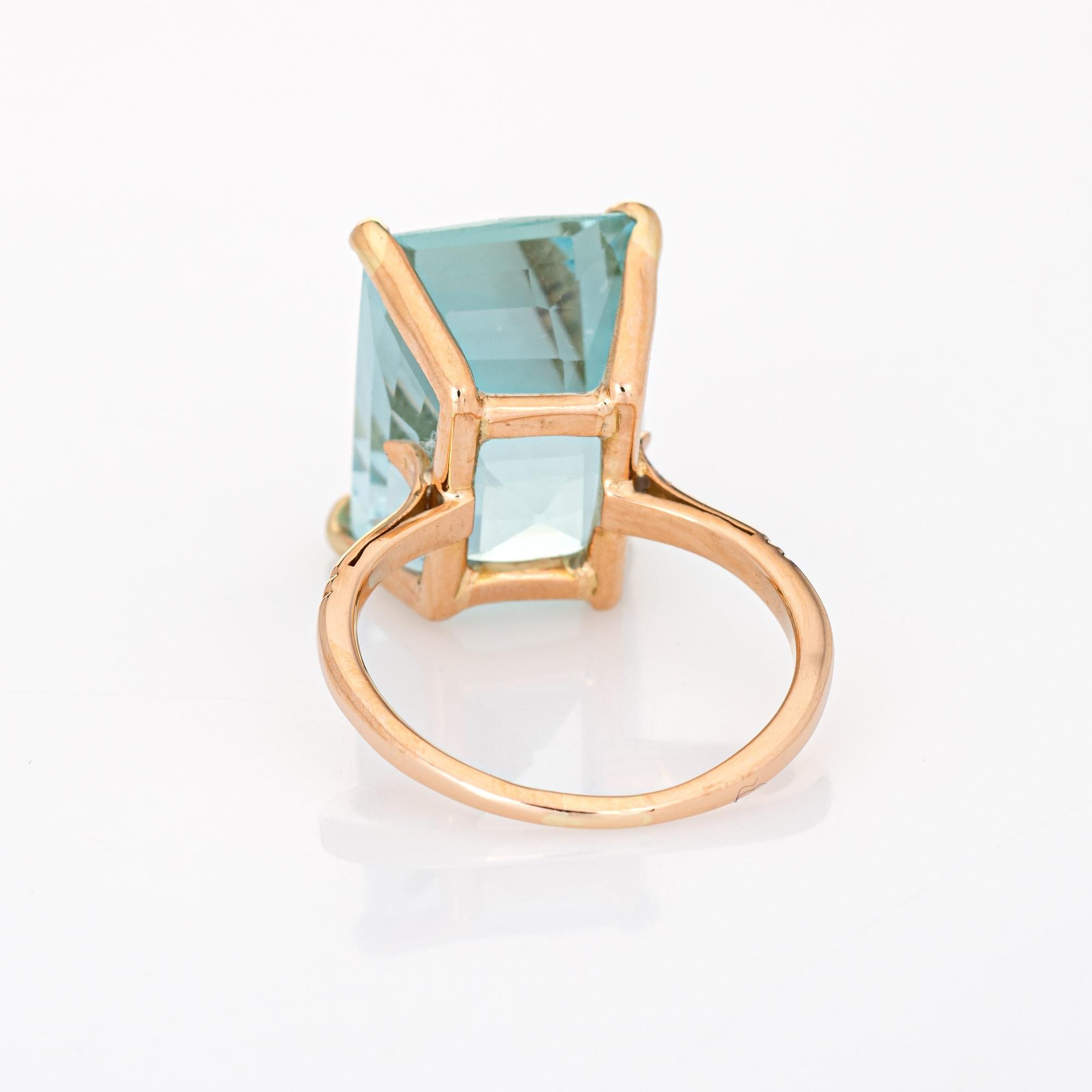 11.50ct Aquamarine Ring Vintage 18k Yellow Gold Fine Cocktail Jewelry 6 In Good Condition In Torrance, CA