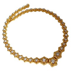 11.50ct Natural Diamonds Eternity Raised Dome Floral Flush Mount Necklace*