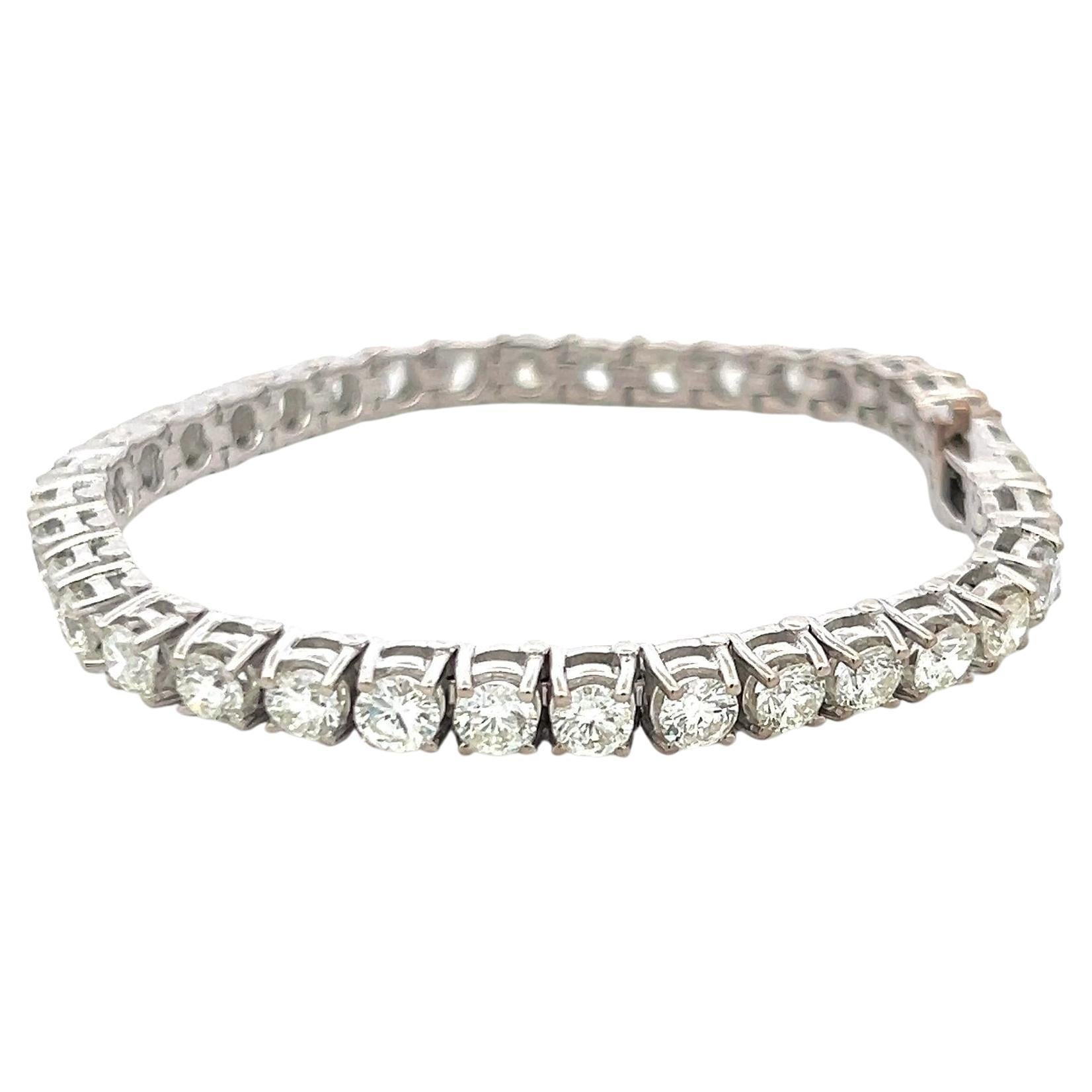 Pulsera de tenis con diamantes brillantes redondos de 11,50 ct en oro blanco de 14 quilates (H SI)