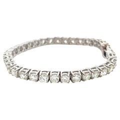 Pulsera de tenis con diamantes brillantes redondos de 11,50 ct en oro blanco de 14 quilates (H SI)