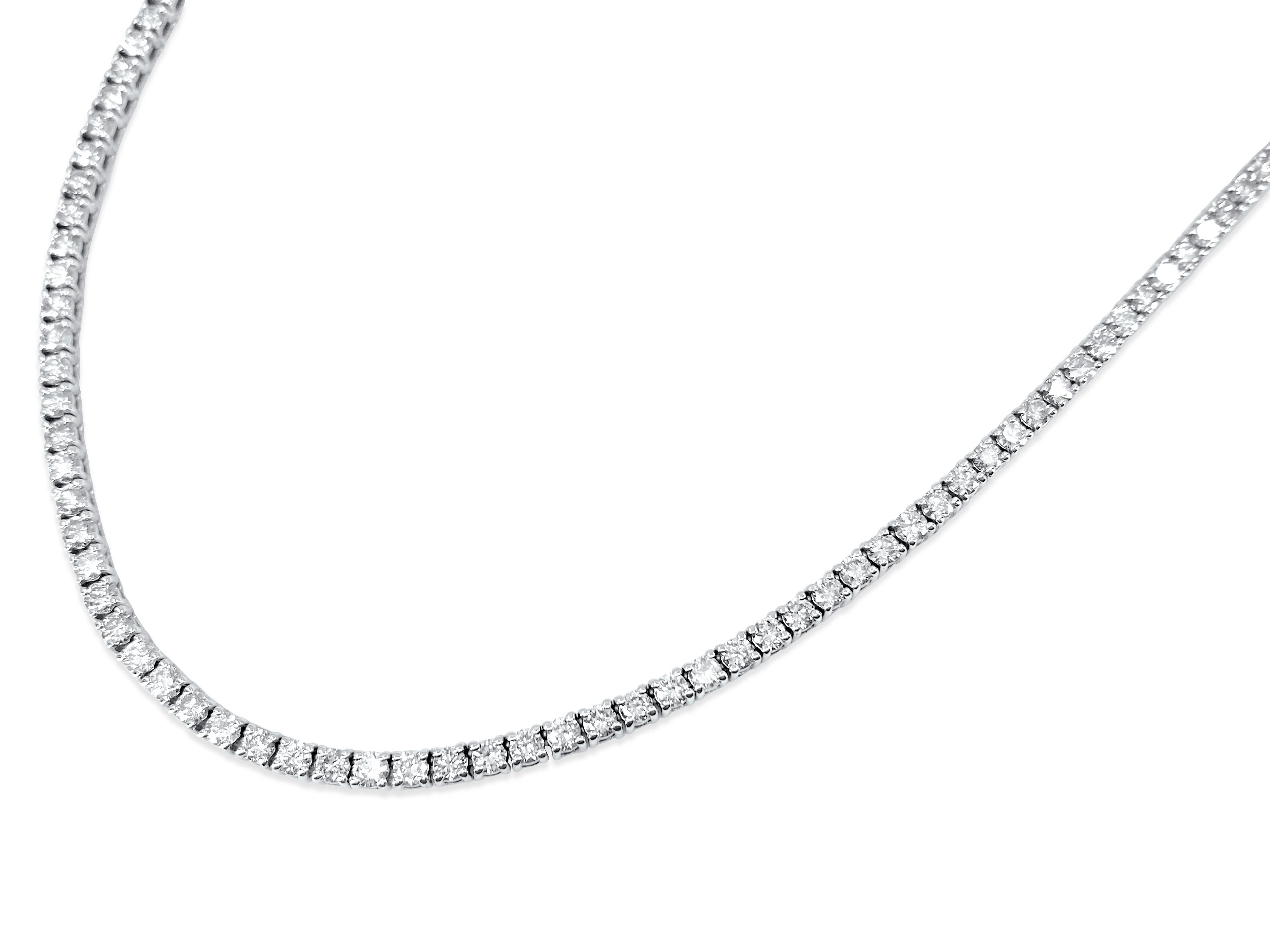 11,50 Karat VVS Diamant-Tennis-Halskette aus 14k Gold (Zeitgenössisch) im Angebot