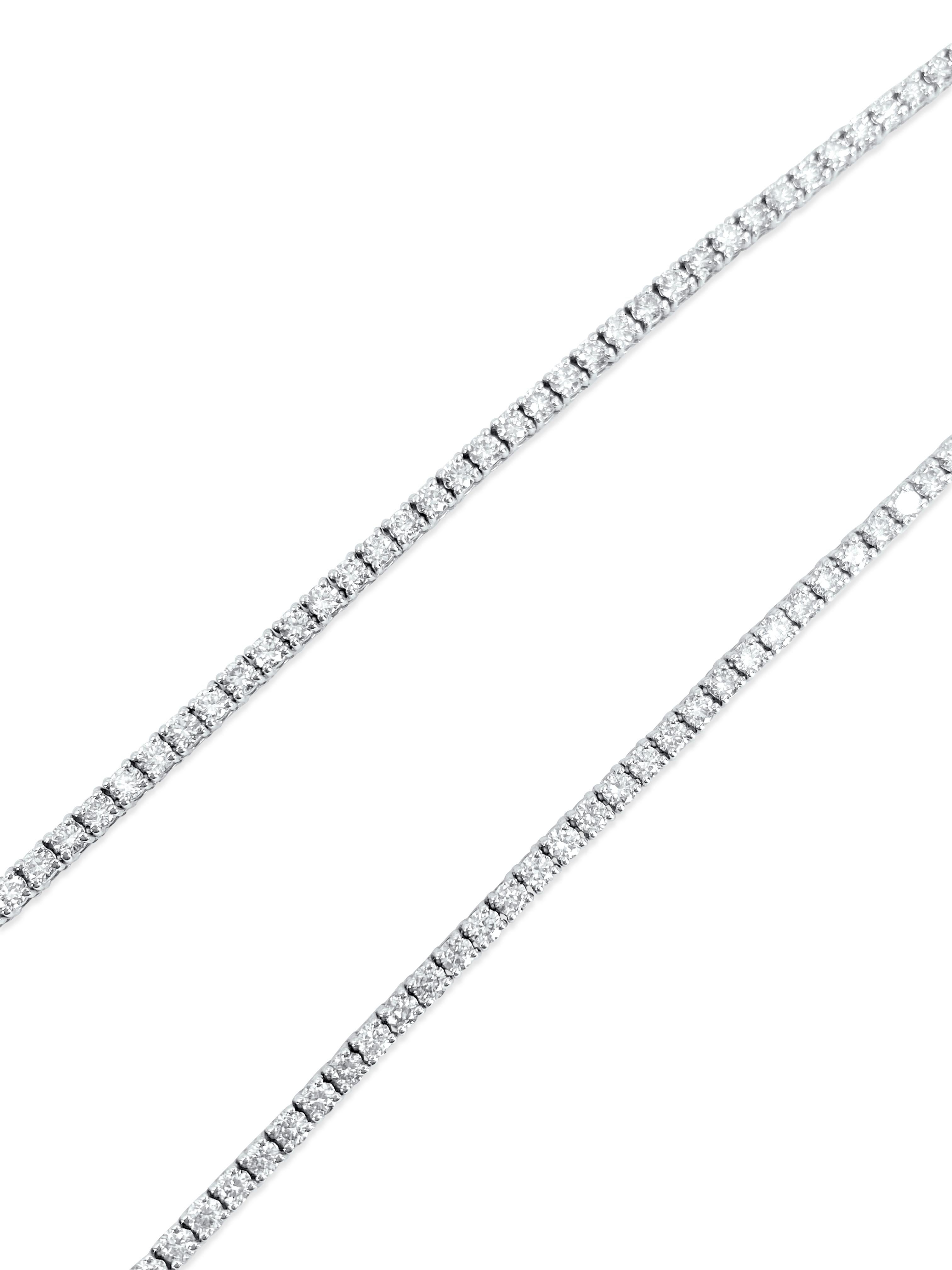 Women's or Men's 11.50ct VVS Diamond Tennis Necklace in 14k Gold For Sale