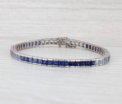 11.50ctw Lab Created Blue Sapphire Tennis Bracelet 10k White Gold 7.25" 4mm