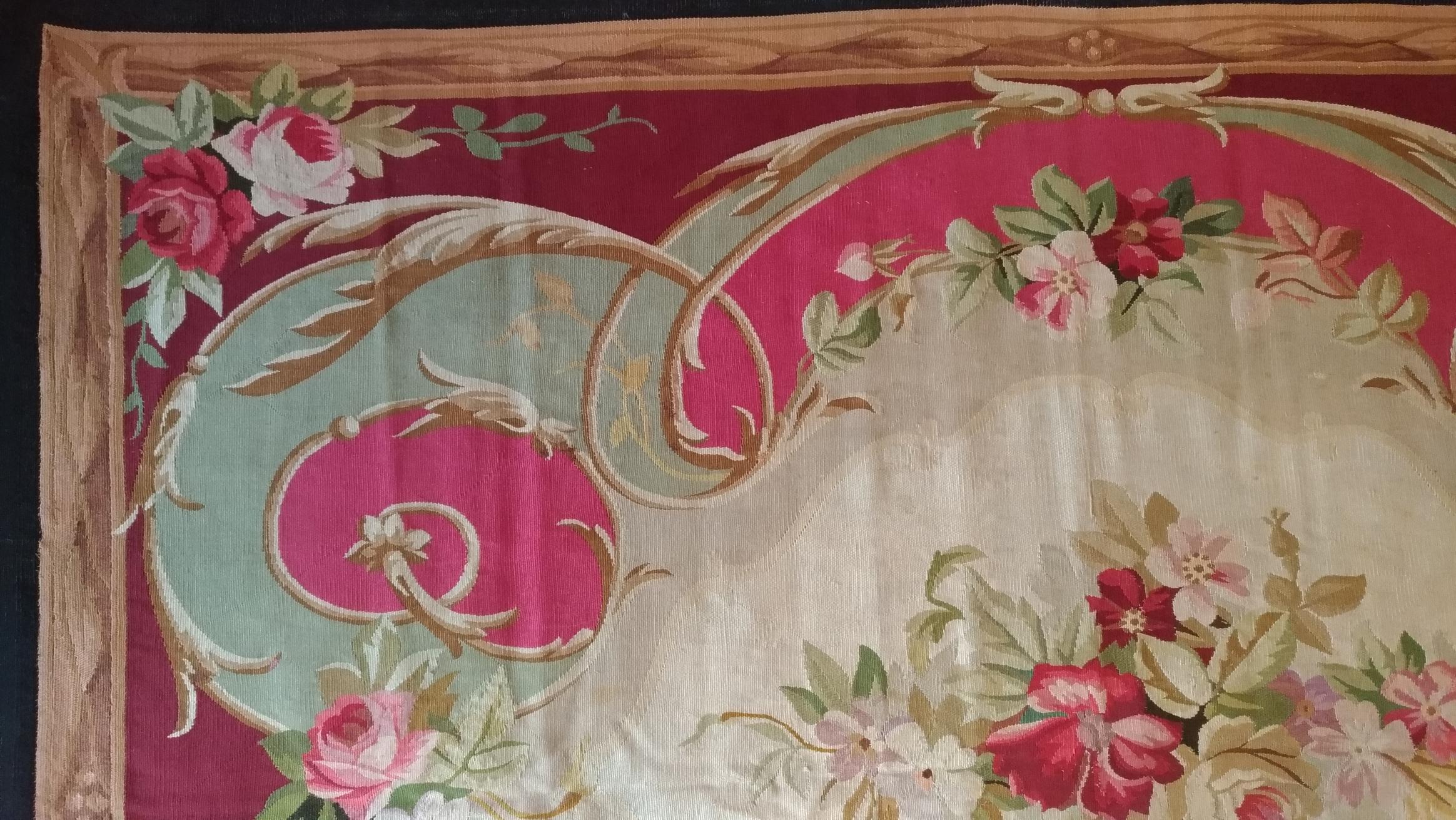 French  Aubusson Rug from XIX Century Napoleon 3 - n° 1151 For Sale