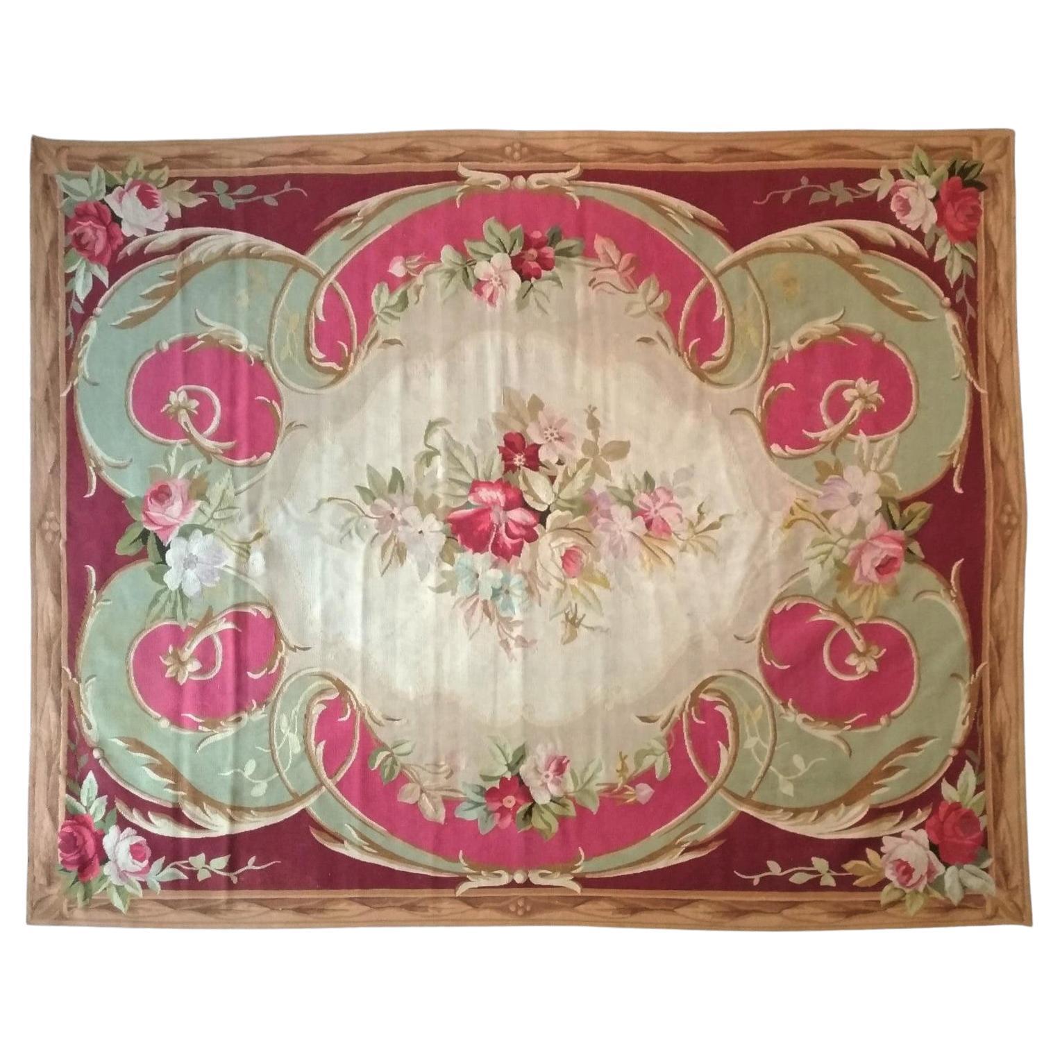  Aubusson Rug from XIX Century Napoleon 3 - n° 1151 For Sale