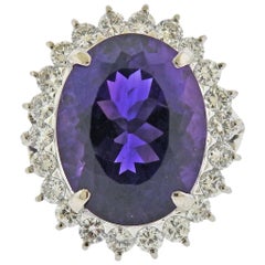 11.51 Carat Amethyst Diamond Platinum Ring
