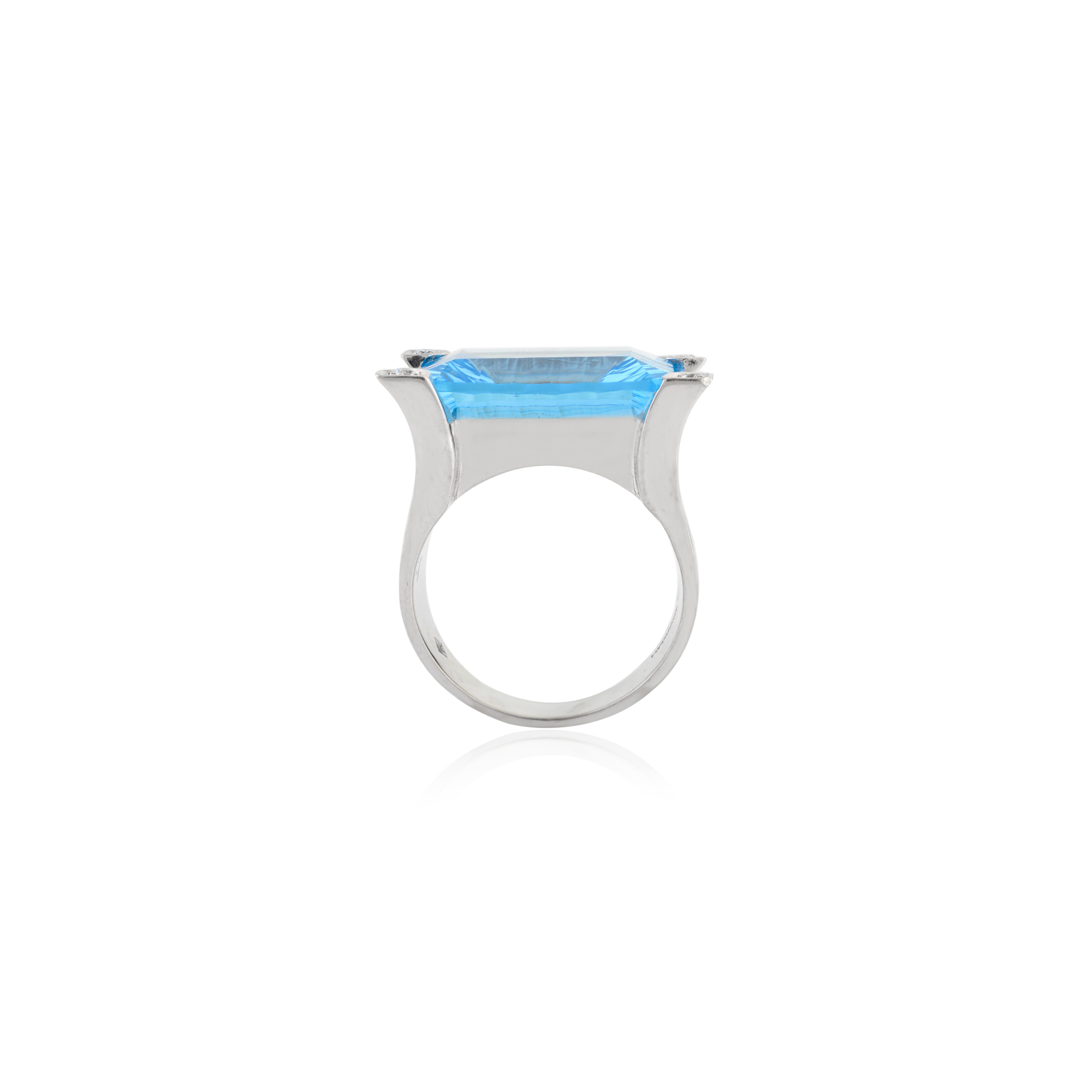 Im Angebot: 11,51 Karat feiner blauer Topas Cocktail-Ring mit Diamanten, Geschenk aus 18 Karat Weißgold () 10
