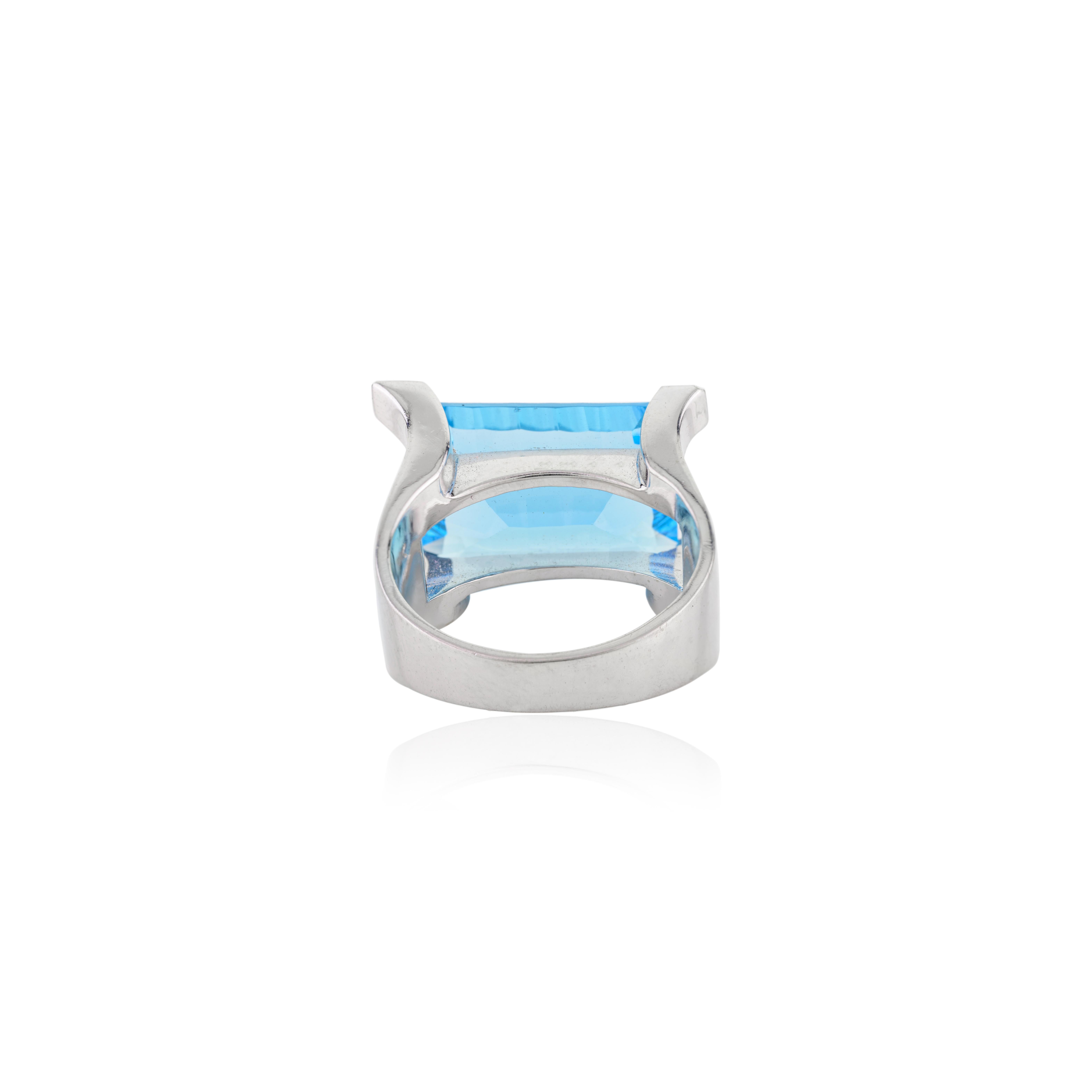 Im Angebot: 11,51 Karat feiner blauer Topas Cocktail-Ring mit Diamanten, Geschenk aus 18 Karat Weißgold () 7
