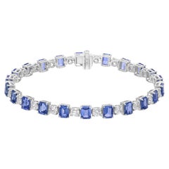 Zafiro azul de 11,51 quilates Diamante de 3,55 quilates Pulsera de oro blanco de 18 quilates