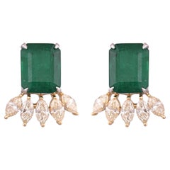 Orecchini con smeraldi naturali dello Zambia e diamanti marquise gialli da 11,51 carati