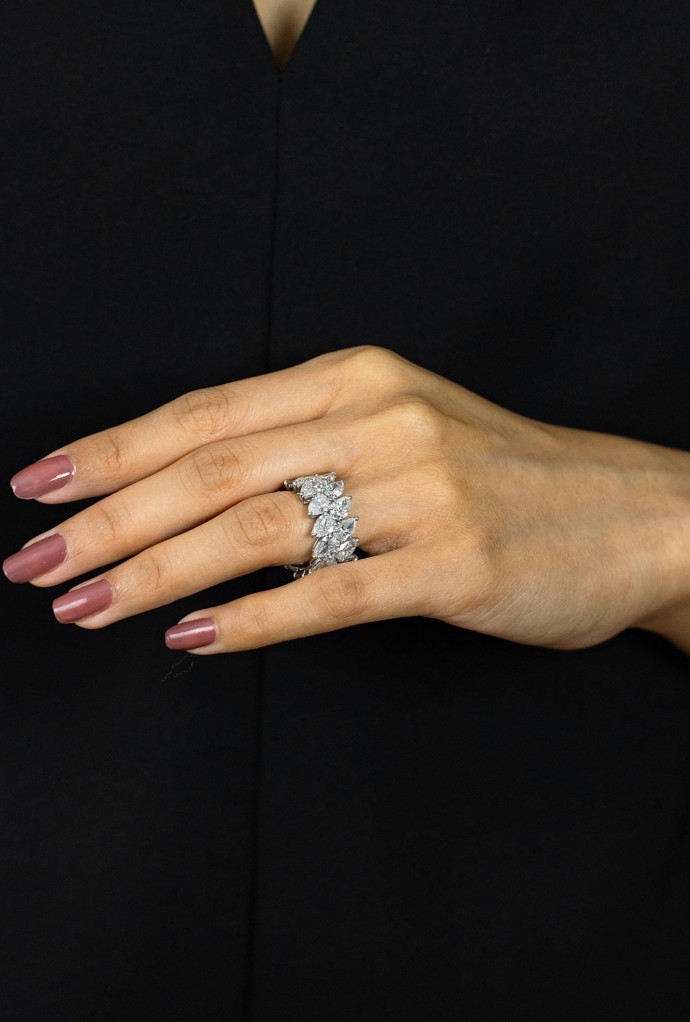 Roman Malakov, alliance d'éternité à double rangée de diamants en forme de poire de 11,51 carats Neuf - En vente à New York, NY