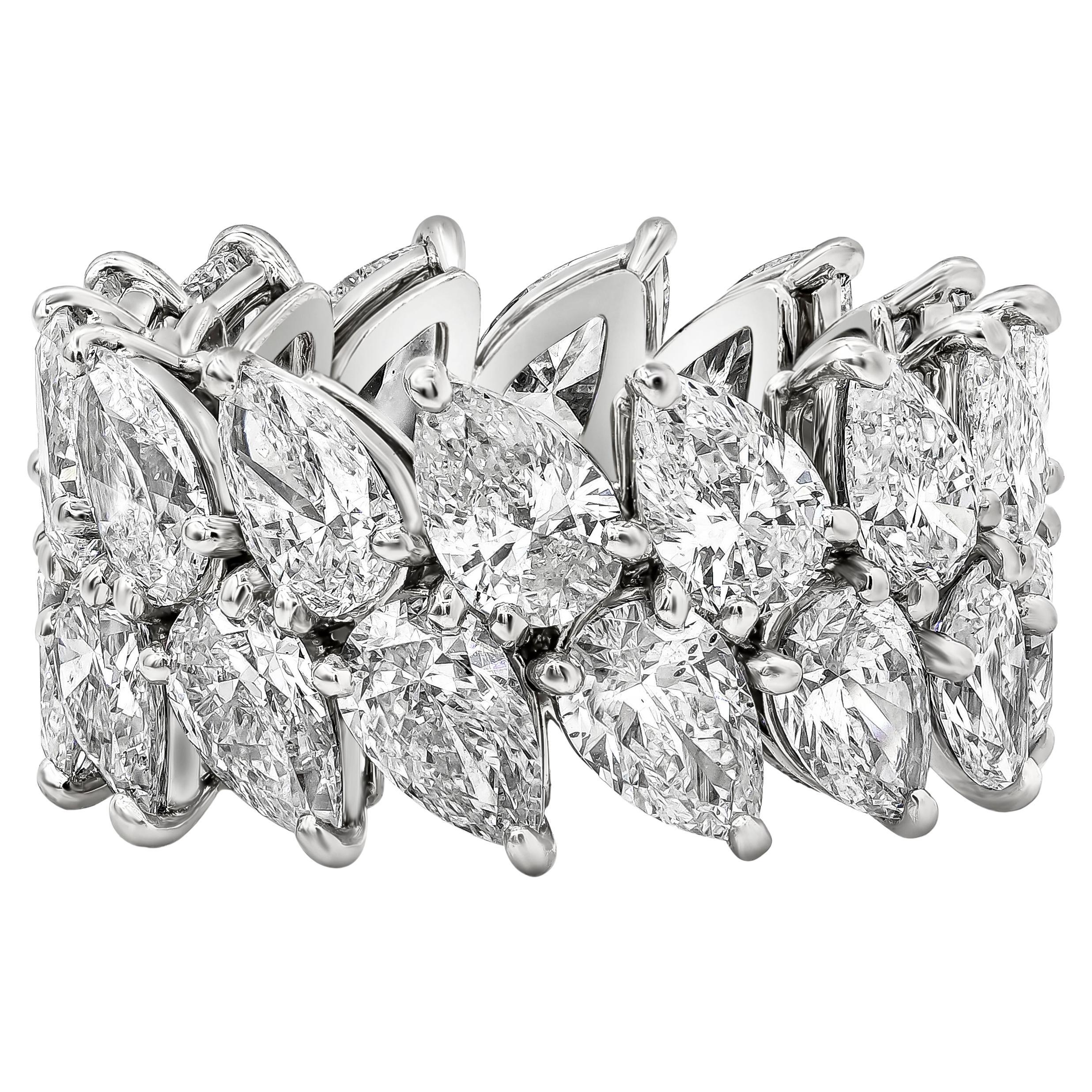 Roman Malakov 11.51 Carat Pear Shape Diamonds Double-Row Eternity Wedding Band  For Sale