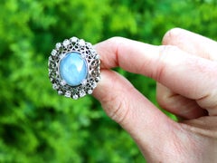 Vintage 11.51 Carat Star Sapphire 0.82 Carat Diamond Platinum Ring Circa 1950