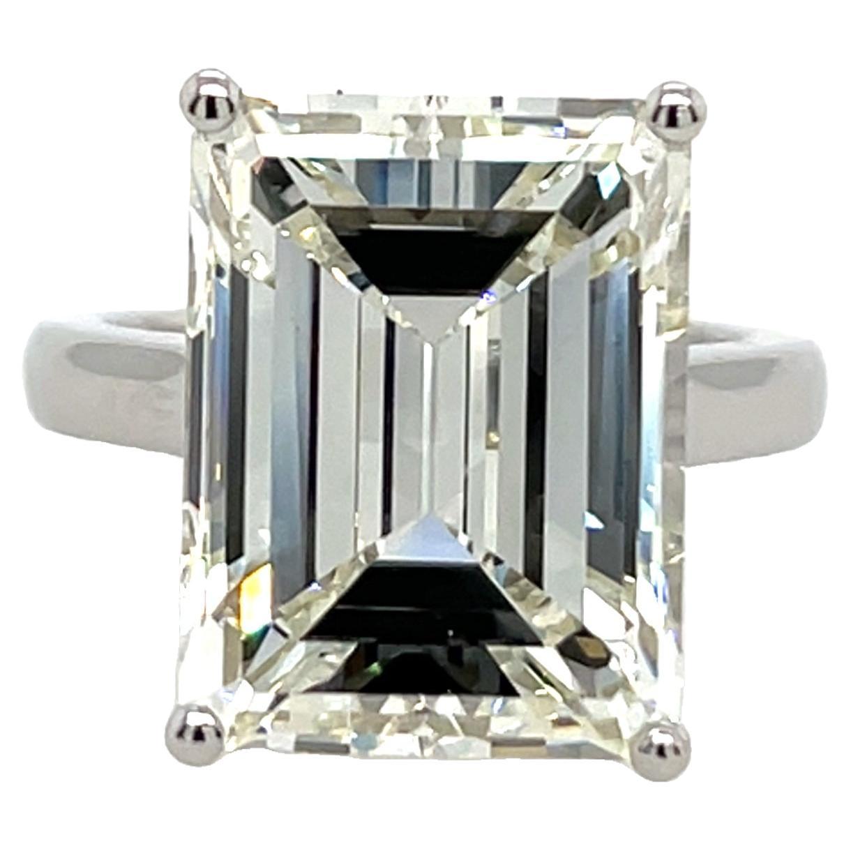 11.51ct L/VS2 GIA Emerald Cut Natural Diamond Ring, Set In Platinum