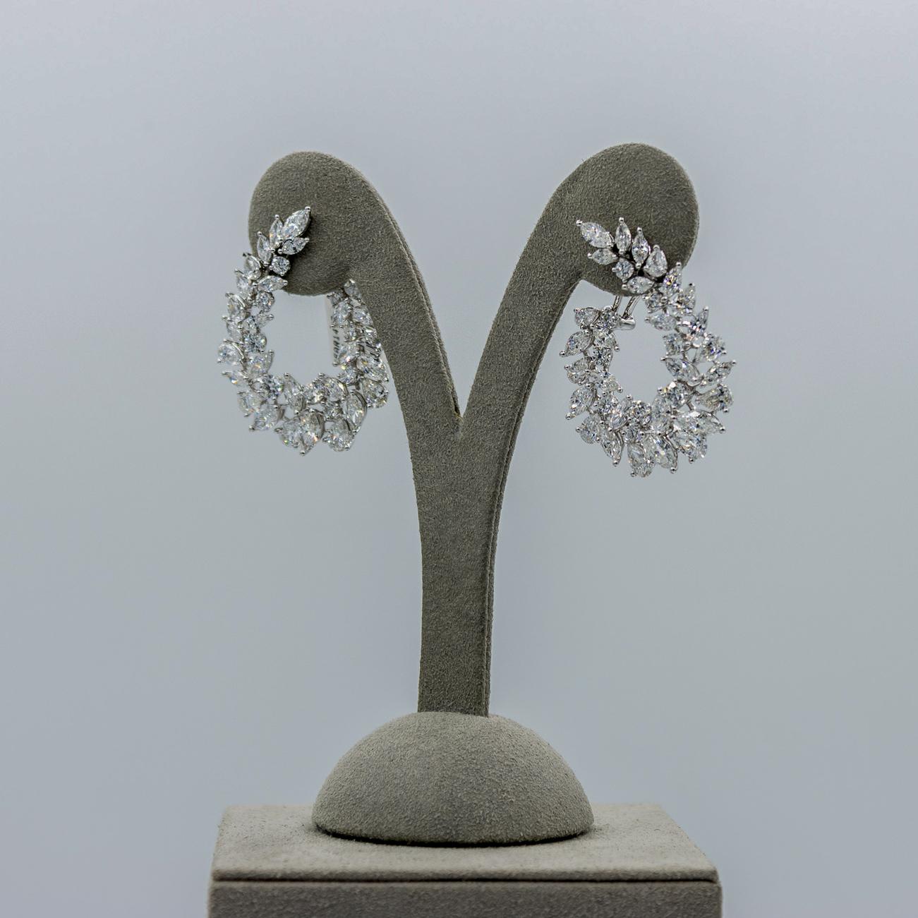 11.52 Carat Brilliant Diamond Wreath Earrings 1