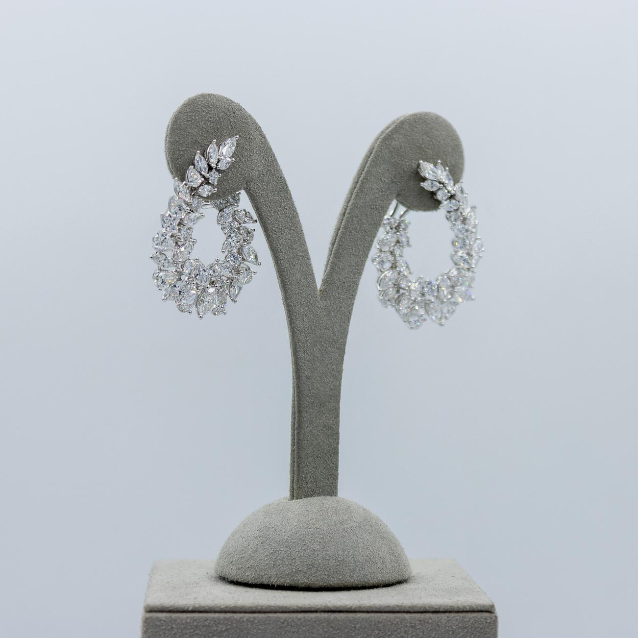 11.52 Carat Brilliant Diamond Wreath Earrings 2