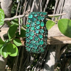 115.21 Ct Zambian Emerald studded Contemporary Statement Bracelet in 18K Gold