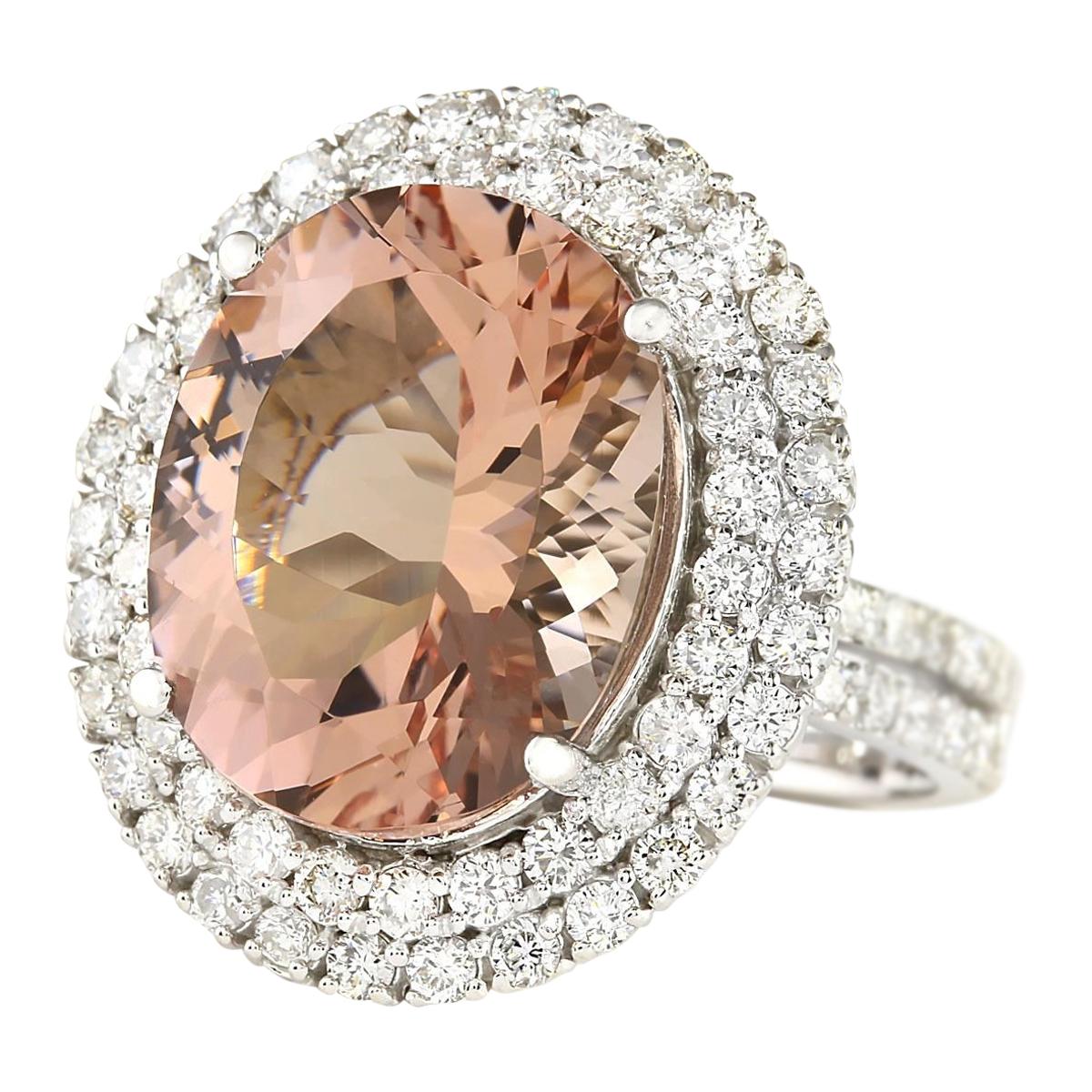 Introducing our exquisite 11.53 Carat Morganite Ring, crafted in luxurious 14K White Gold. This captivating piece is stamped with authenticity, featuring a total ring weight of 16.2 grams. The centerpiece is a stunning morganite gemstone weighing